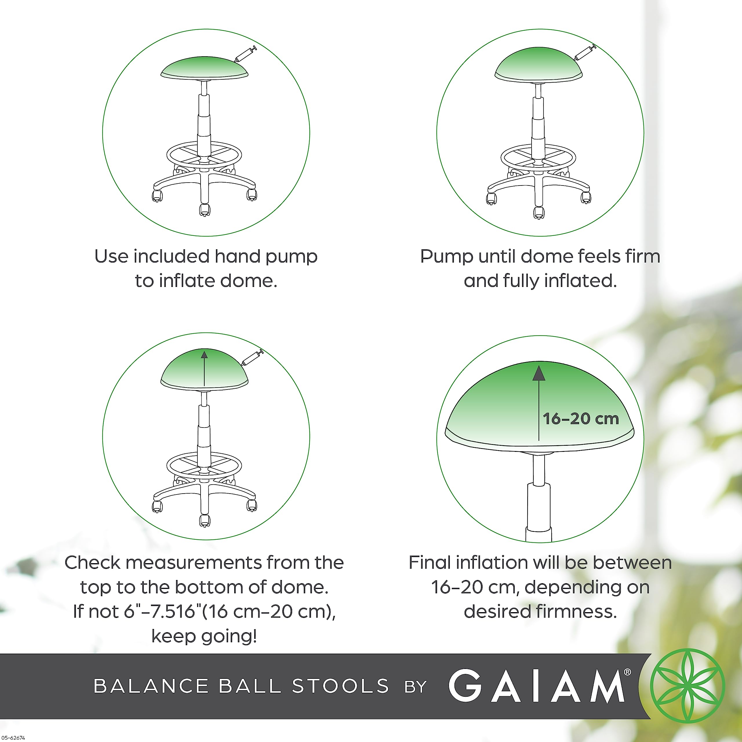 Gaiam Balance Ball Chair Stool - Adjustable Stability Ball for Office & Home Workstation - Ergonomic Half-Dome Yoga Ball Seat for Posture Support & Core Strength Training - Perfect for Standing Desk Users & Active Sitting