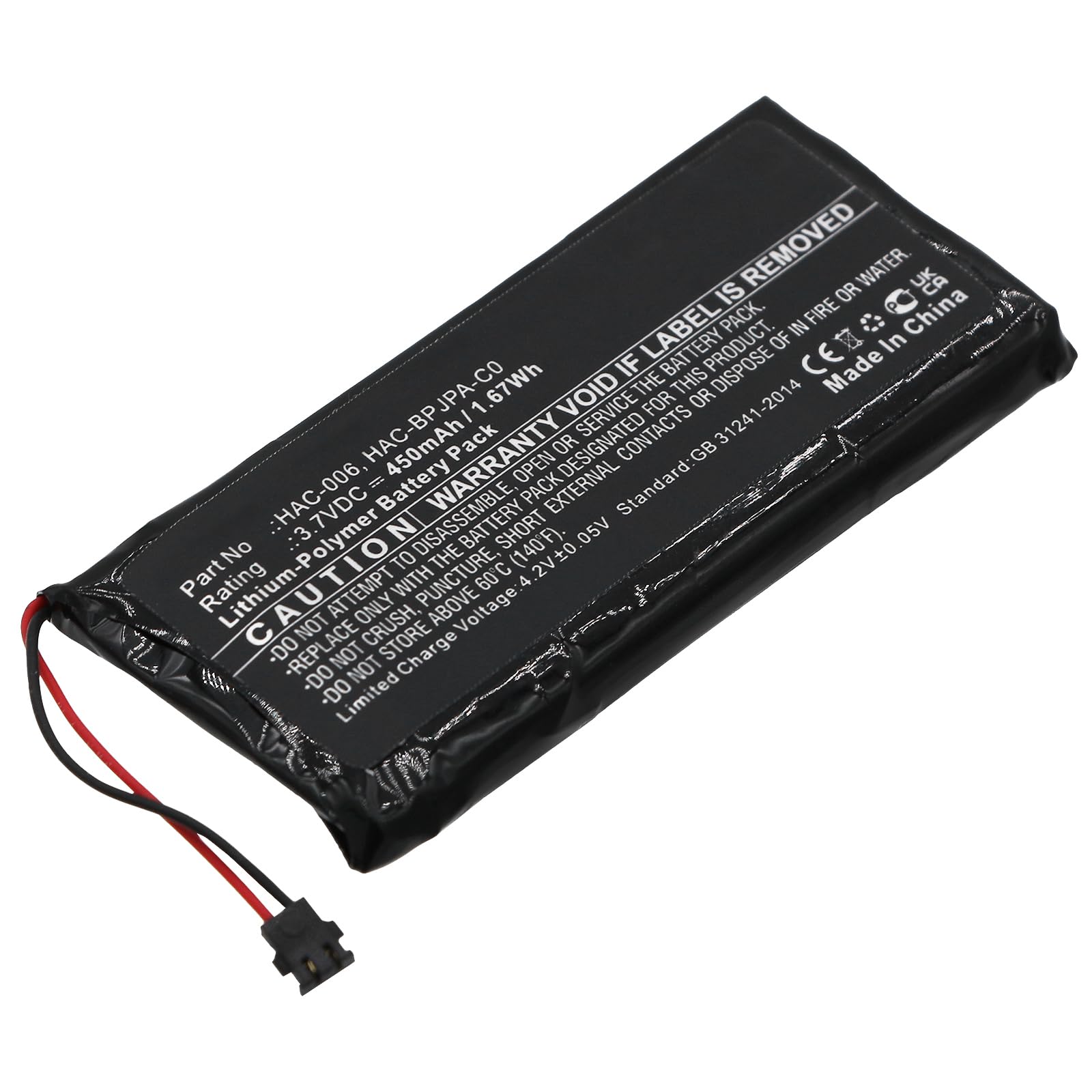 Synergy Digital Replacement Battery for Nintendo Switch Controller - 450mAh Li-Polymer High Capacity Battery (3.7V) - Compatible with HAC-006 Model - Perfect for Gaming Sessions & Travel Accessories