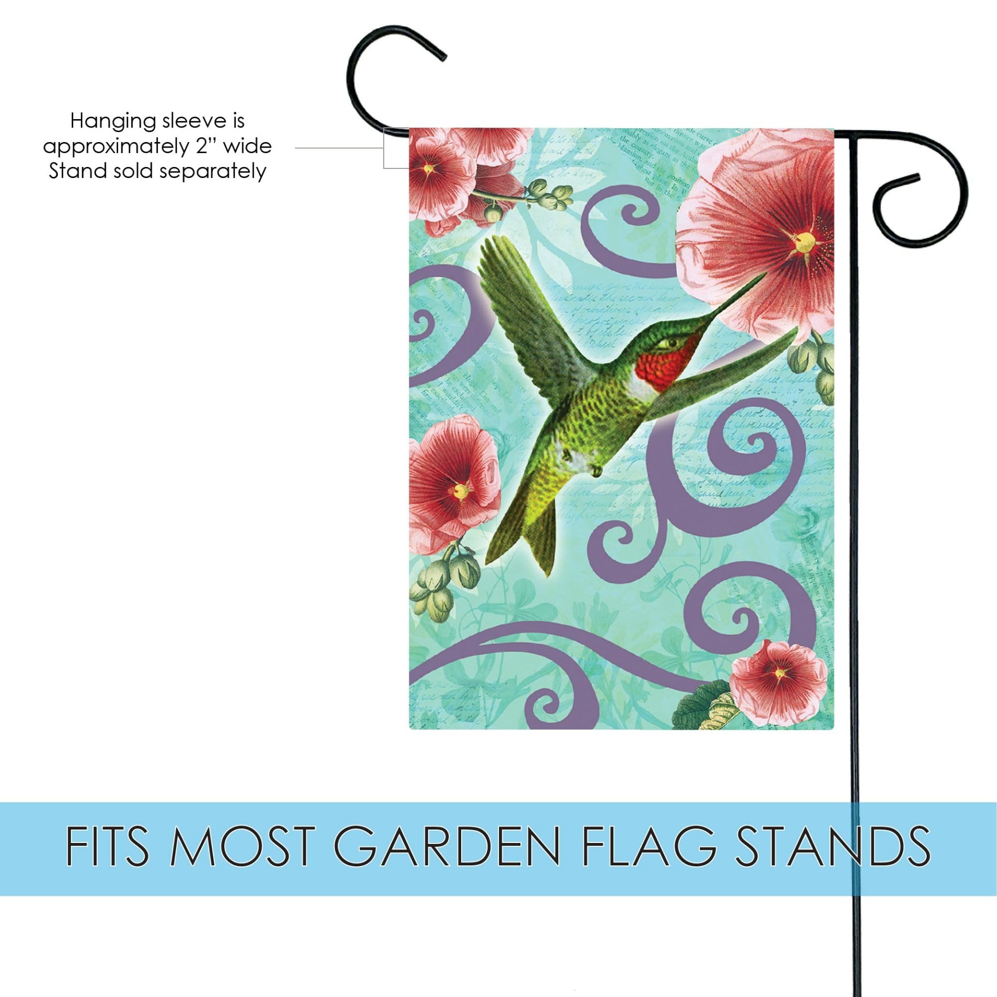 Toland Home Garden 12x18 Inch Double Sided Ruby Throated Hummingbird Flag - Vibrant Outdoor Yard Decoration for House, Garden & Patio - Perfect for Spring & Summer Bird Lovers