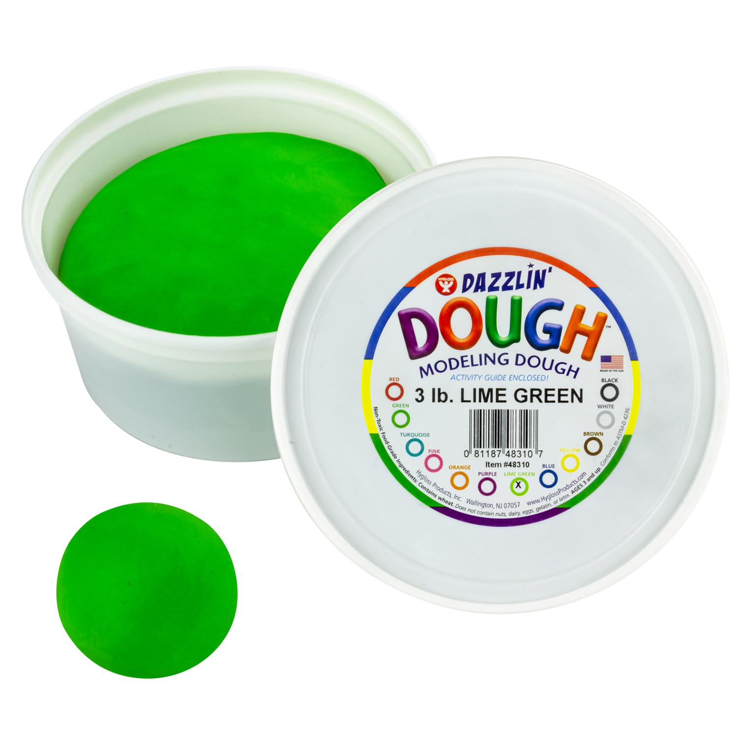 Hygloss 3lb Play Modeling Dough - Non-Toxic & Unscented Kids Art Supplies for Easter Basket Stuffers, Classroom Crafts & Party Favors - Lime Green Dough for Creative Play & Sensory Activities