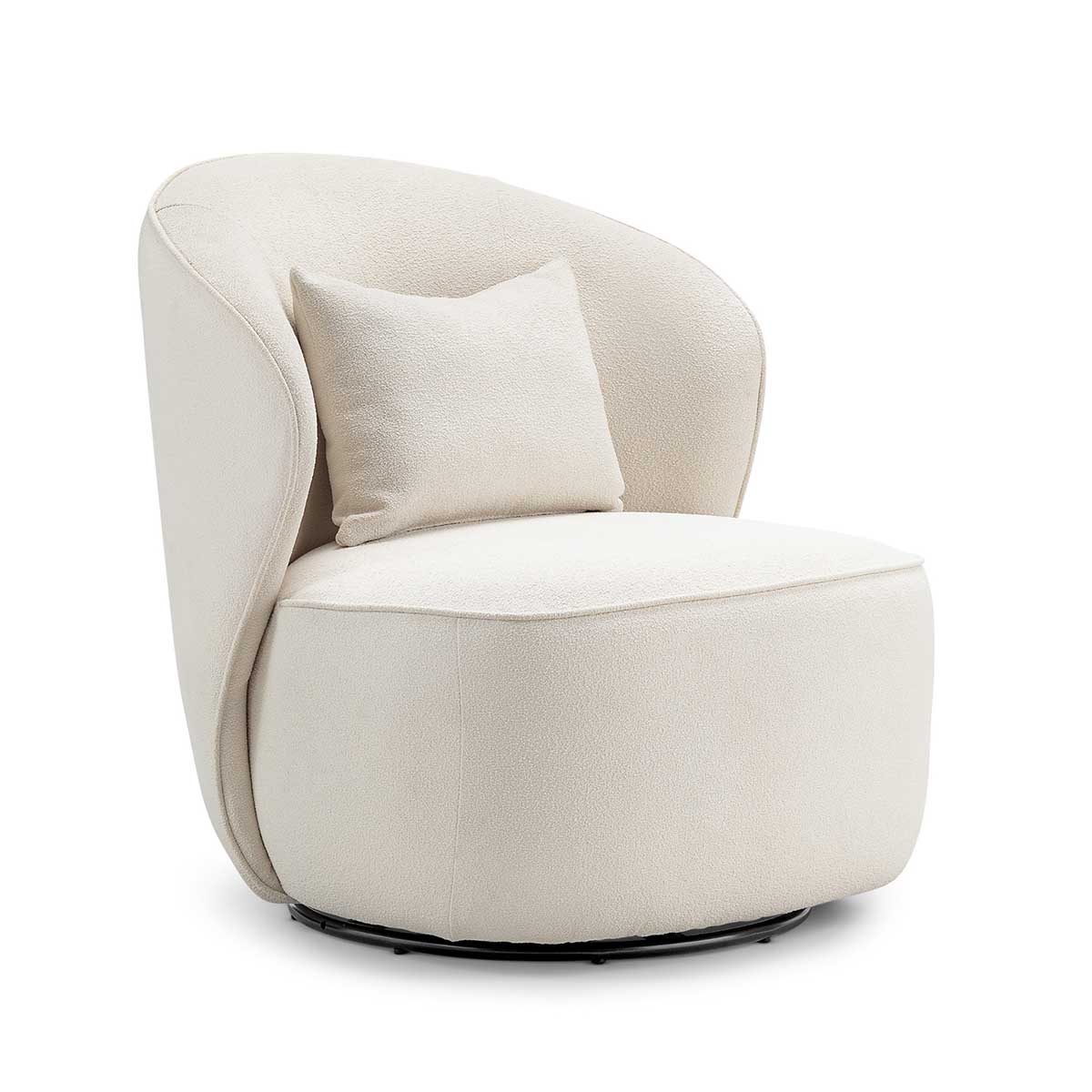 Atlas Boucle Swivel Lounge Chair - Modern Velvet Accent Chair for Living Room, Bedroom & Office - Comfortable Upholstered Armchair with 360° Rotation - Perfect for Reading, Relaxing & Home Decor