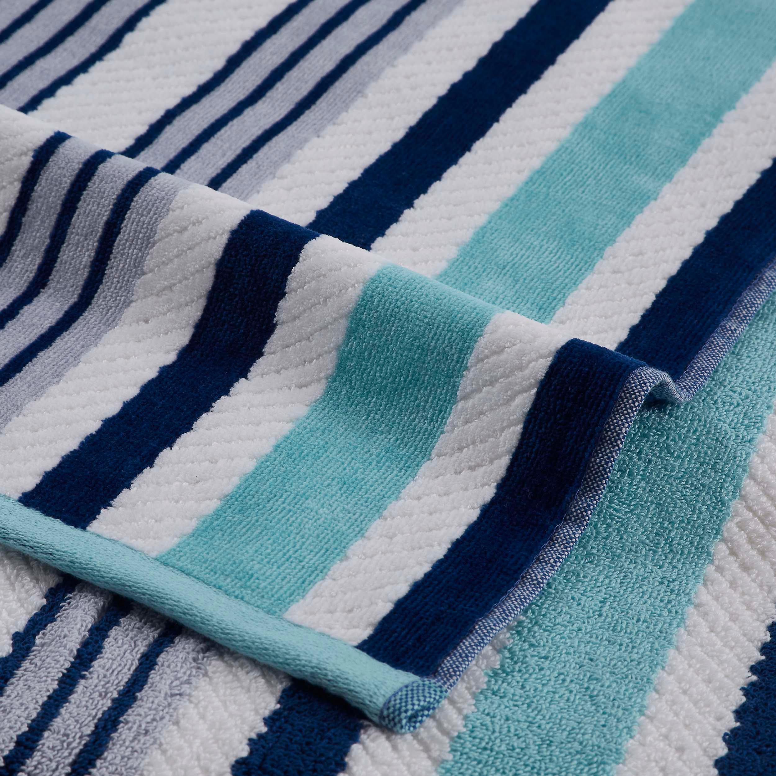 2-Piece Oversized Cotton Beach Towel Set - Soft, Absorbent & Quick-Dry Rope Textured Striped Towels for Pool, Beach, Gym & Spa - Perfect Summer Accessories