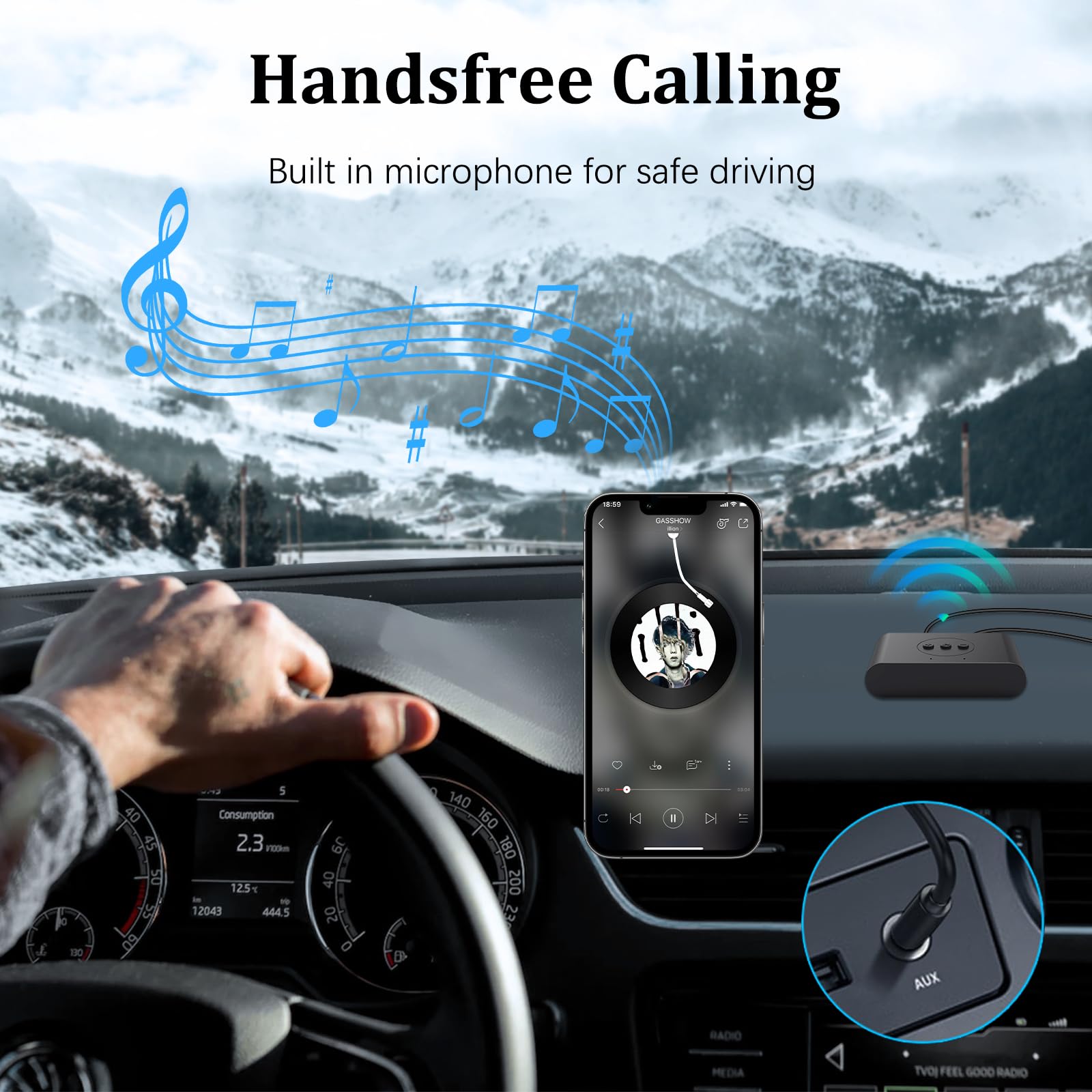 NFC Bluetooth 5.2 Audio Receiver - Wireless Adapter for Home Stereo, Car Audio, Headphones & Speakers | Hands-Free Calling | RCA & 3.5mm AUX Input | Perfect for Home Theater, Car Upgrade & Wireless Music Streaming