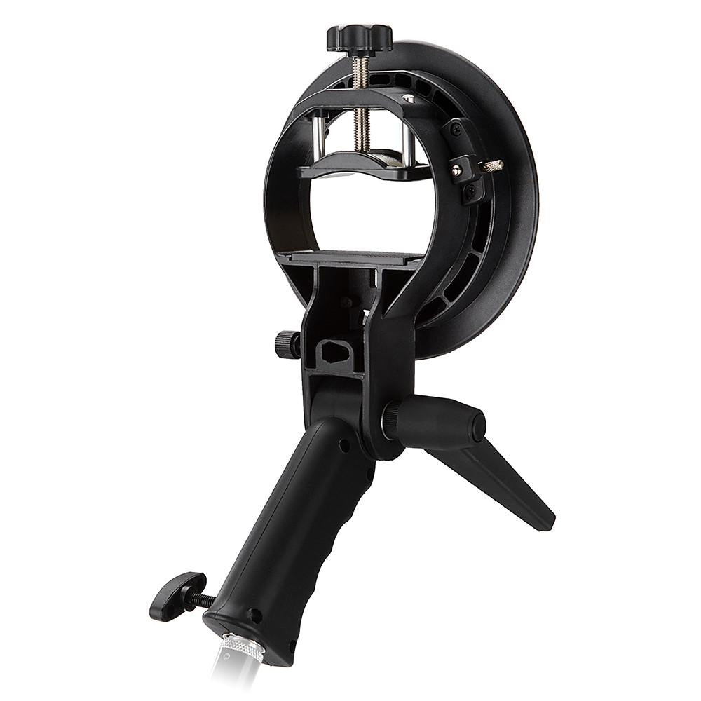 Fotodiox Pro Flash Bracket Holder with Handle - Compatible with Speedlight Flash Guns & Bowen Mount Strobes | Perfect for Studio Photography, On-Location Shoots & Event Coverage
