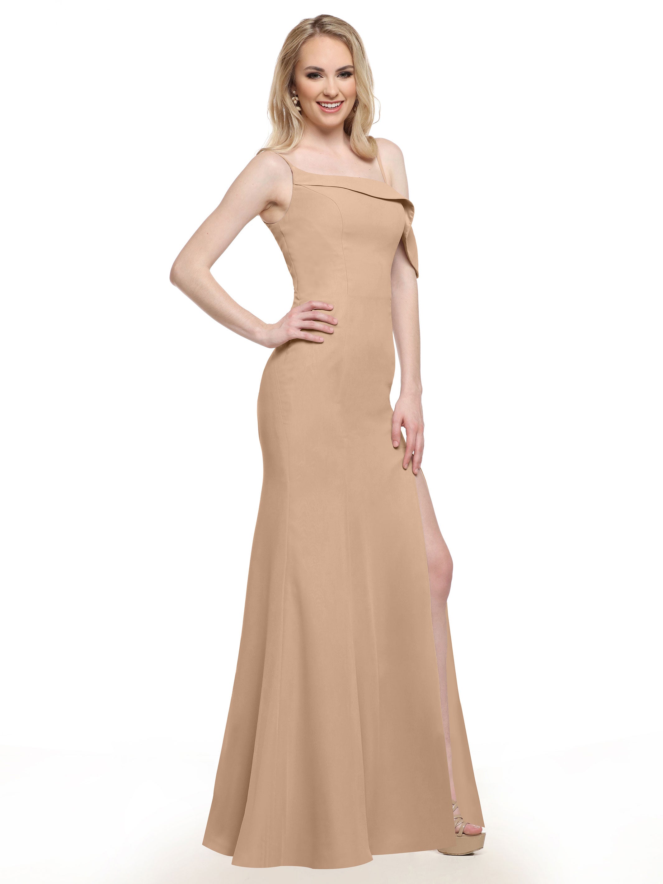 Elegant One Shoulder Fit and Flare Chiffon Bridesmaid Dress - Perfect for Weddings, Prom, and Formal Events