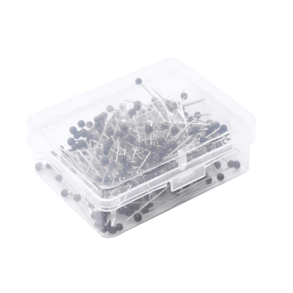 250pcs Ball Head Sewing Pins for Dressmaking & Quilting - Black Glass Head Pins for Jewelry Making