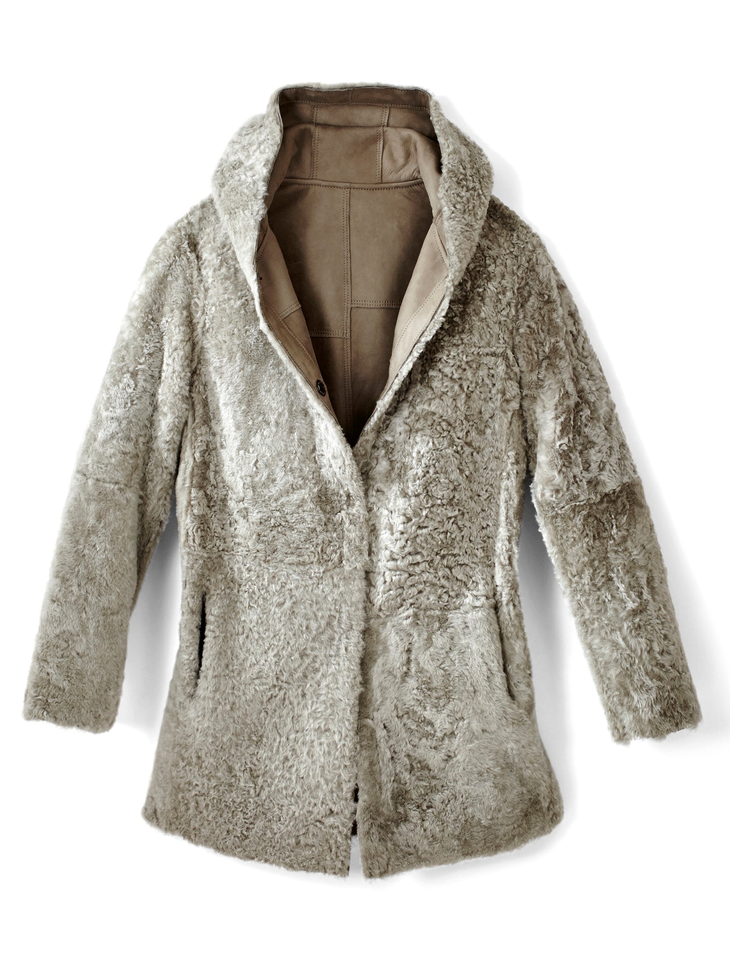 Olivera Reversible Shearling Coat for Women - Winter Warm Faux Fur Jacket with Hood, Cozy Outerwear for Cold Weather - Perfect for Snow Days, Outdoor Adventures & Casual Wear