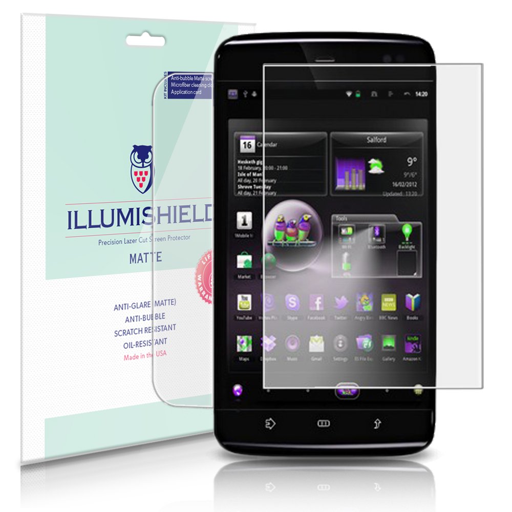 iLLumiShield Matte Screen Protector for Dell Streak (3-Pack) - Anti-Glare, Anti-Bubble & Anti-Fingerprint PET Film - Perfect for Office, Gaming and Outdoor Use