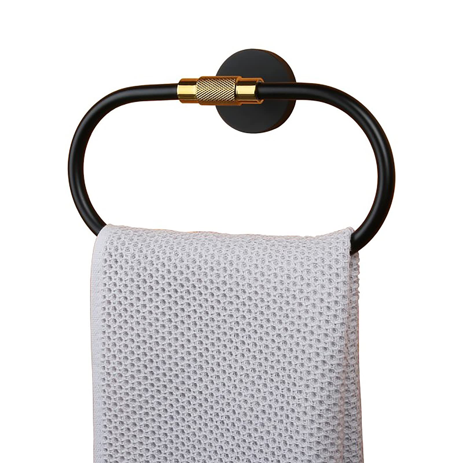 JMFHCD Black Brass Oval Towel Ring Holder - Bathroom Wall Mounted Towel Rail Rack Set, Nordic Style for Modern & Vintage Bathrooms - Perfect for Spa, Hotel, and Home Decor