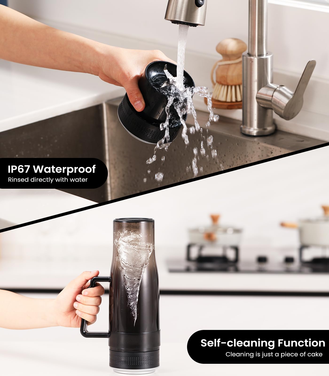 MoKo 300W Portable Blender - 22 oz Personal Blender for Smoothies, Shakes & Juices | BPA-Free 6-Blade Design | USB Rechargeable with Handle & Straw Lid | Perfect for Gym, Office & Travel - Black