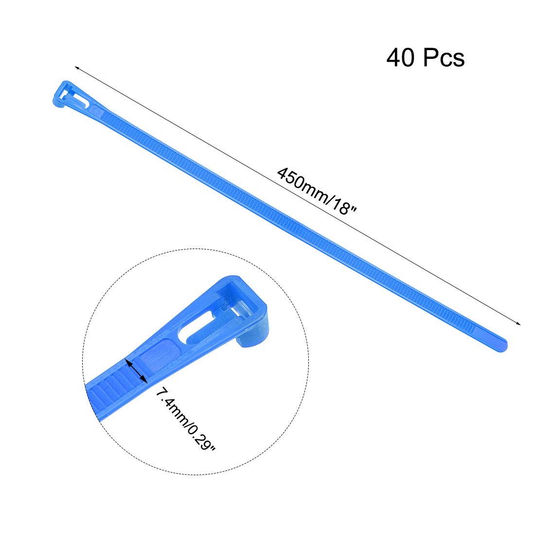 40pcs Reusable Nylon Cable Ties 18 Inch x 0.3 Inch - Adjustable Zip Ties for Organizing Wires, Cords, and Cables - Perfect for Home, Office, and DIY Projects (Blue)