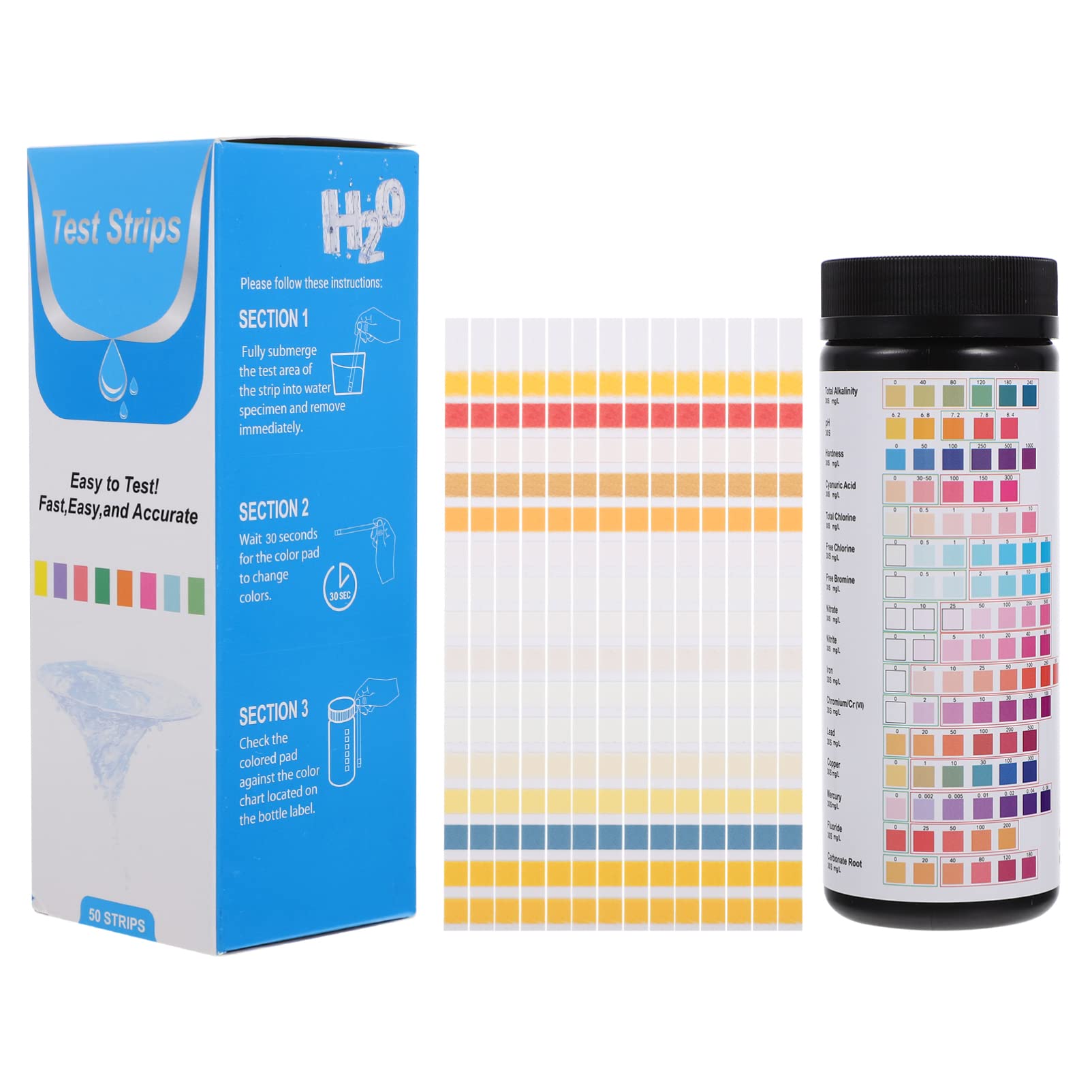 BESPORTBLE 50-Pack Universal pH Test Strips for Pool, Water, Hydroponics & Saliva - Accurate pH Meter for Home, Lab, Aquarium & Gardening Use