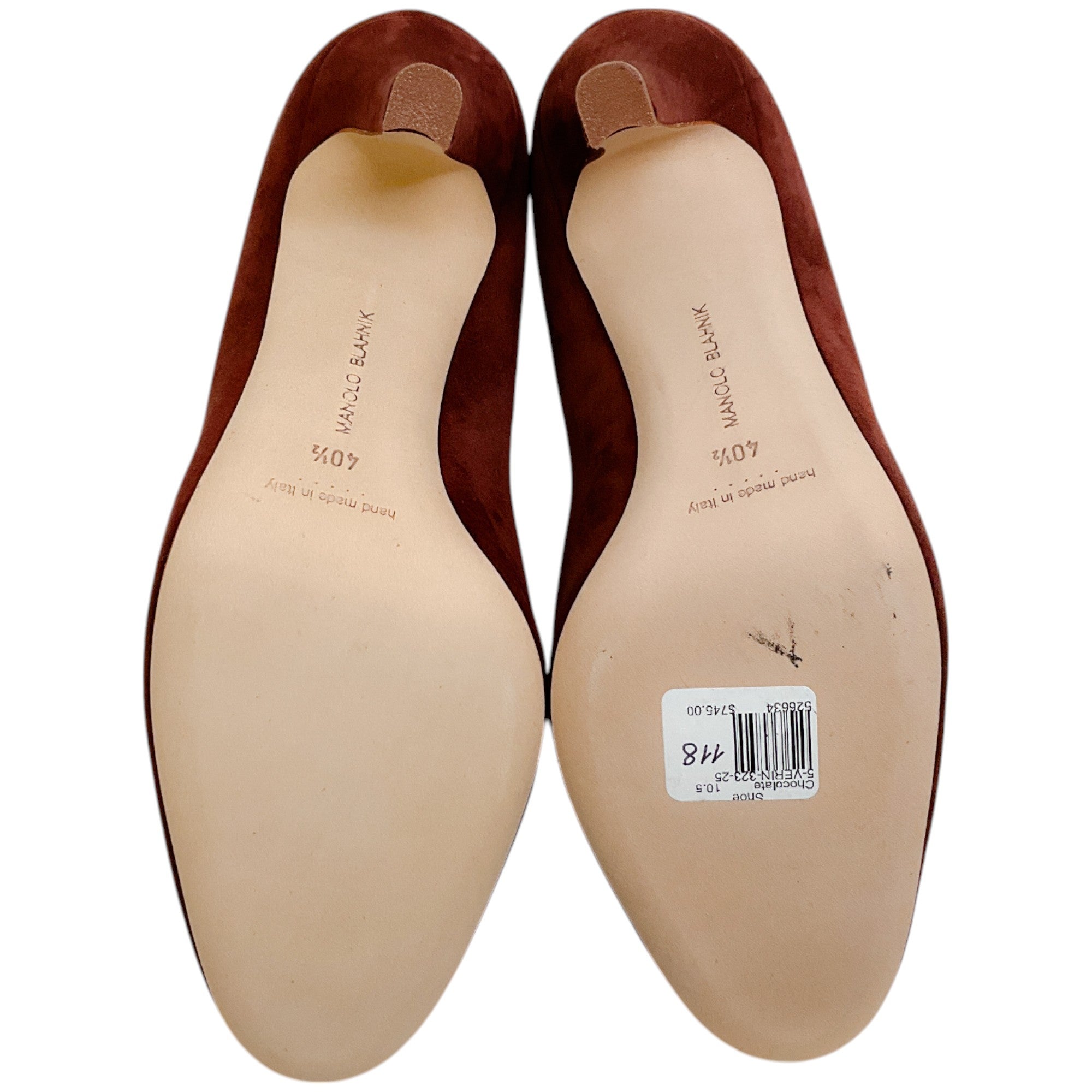Manolo Blahnik Verin 105mm Dark Chocolate Brown Suede Pumps - Elegant High Heels for Women, Perfect for Weddings, Parties & Office Wear