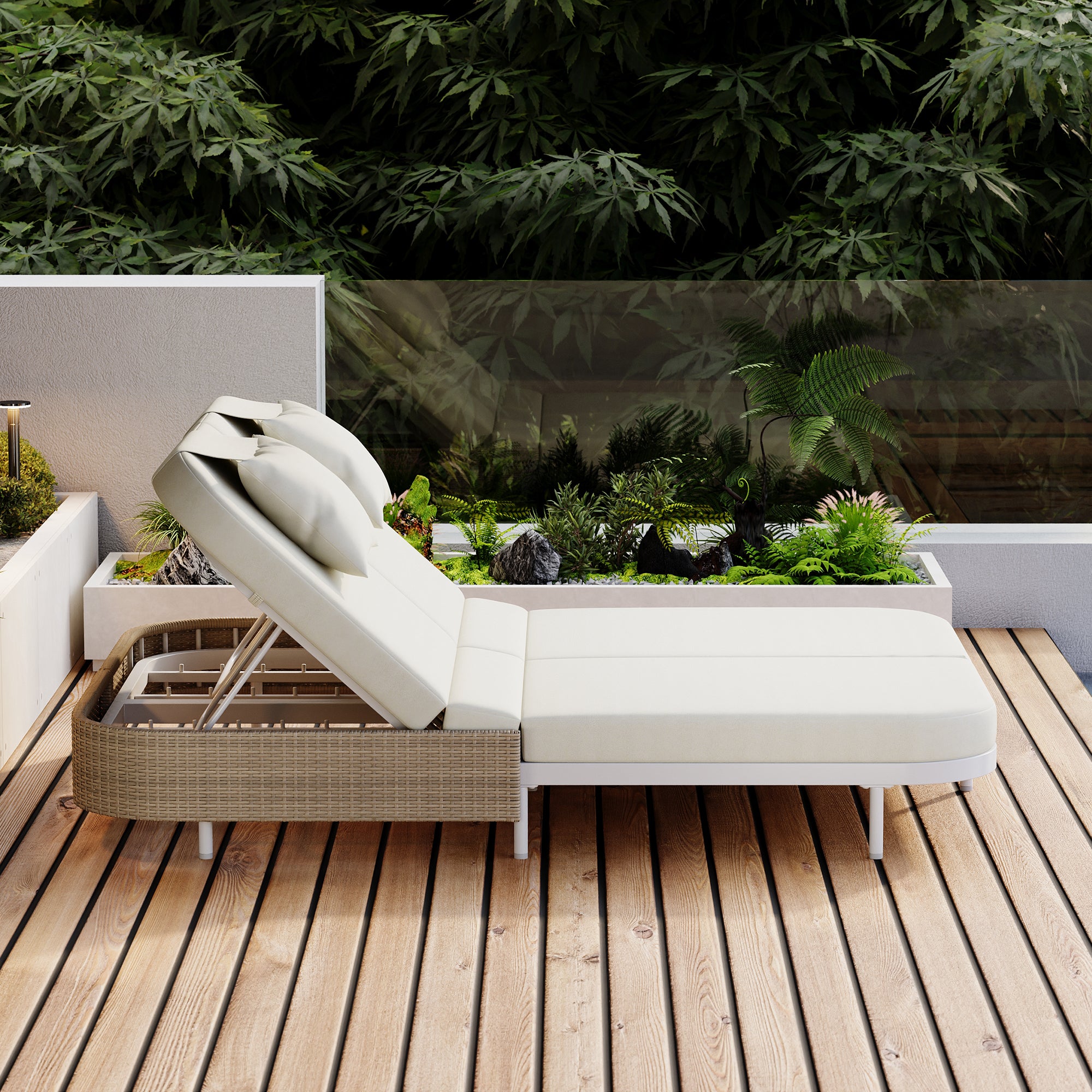 Outdoor Rattan Daybed with 5-Position Adjustable Backrest & Removable Cushions - Perfect for Patio, Garden, Backyard and Poolside Relaxation