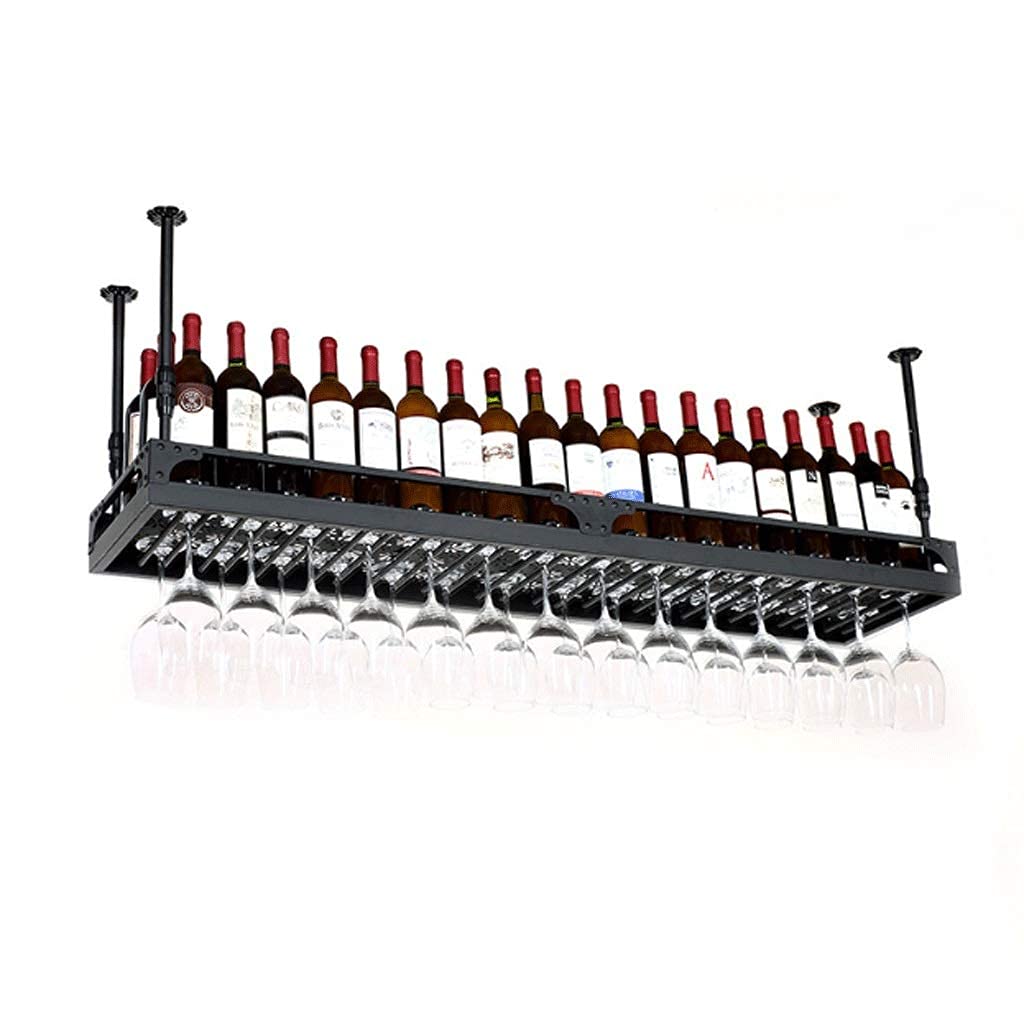 Rustic Wall Mounted Wine Rack Organizer - Adjustable Height Ceiling Hanging Wine Glass Holder for Bars, Restaurants & Kitchen - Perfect for Wine Storage & Stemware Display in Home or Commercial Spaces