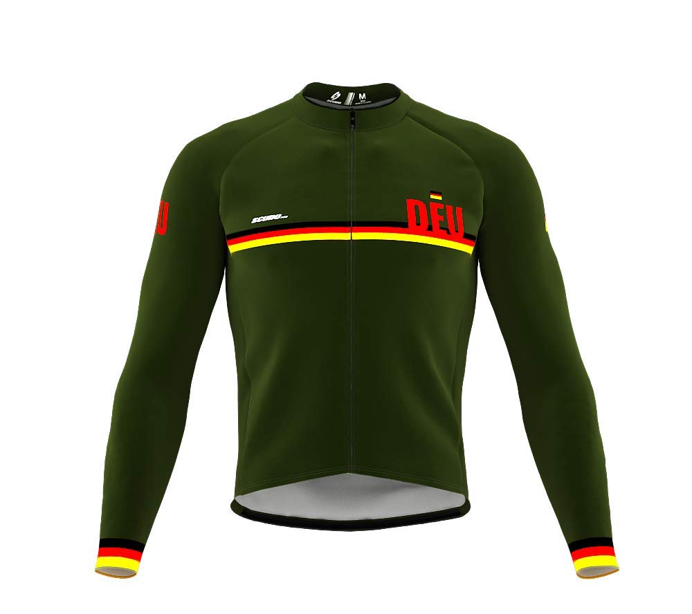 ScudoPro Pro Thermal Long Sleeve Cycling Jersey for Men - Winter Bike Riding Gear - Germany Country Code - Perfect for Cold Weather Cycling & Outdoor Sports