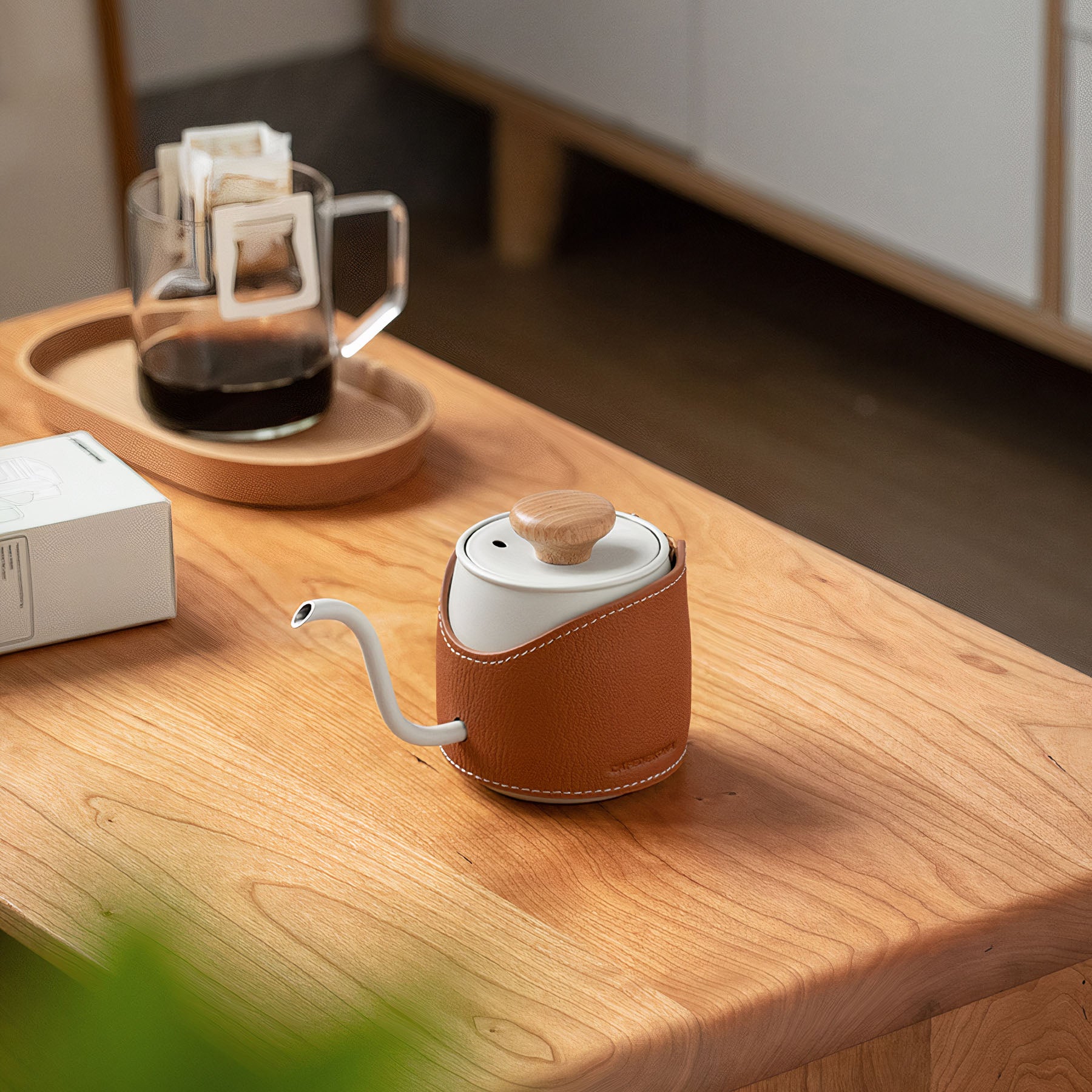 Mini Handleless Coffee Pot - Portable Pour Over Coffee Maker for Home, Office & Travel - Perfect for Drip Brewing, French Press & Cold Brew Coffee