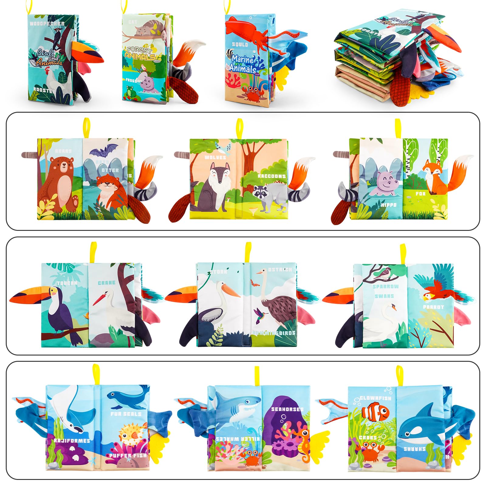 3PCS Soft Baby Bath Books - Crinkly Sensory Toys for 0-18 Months, Perfect for Tummy Time & Stroller Play