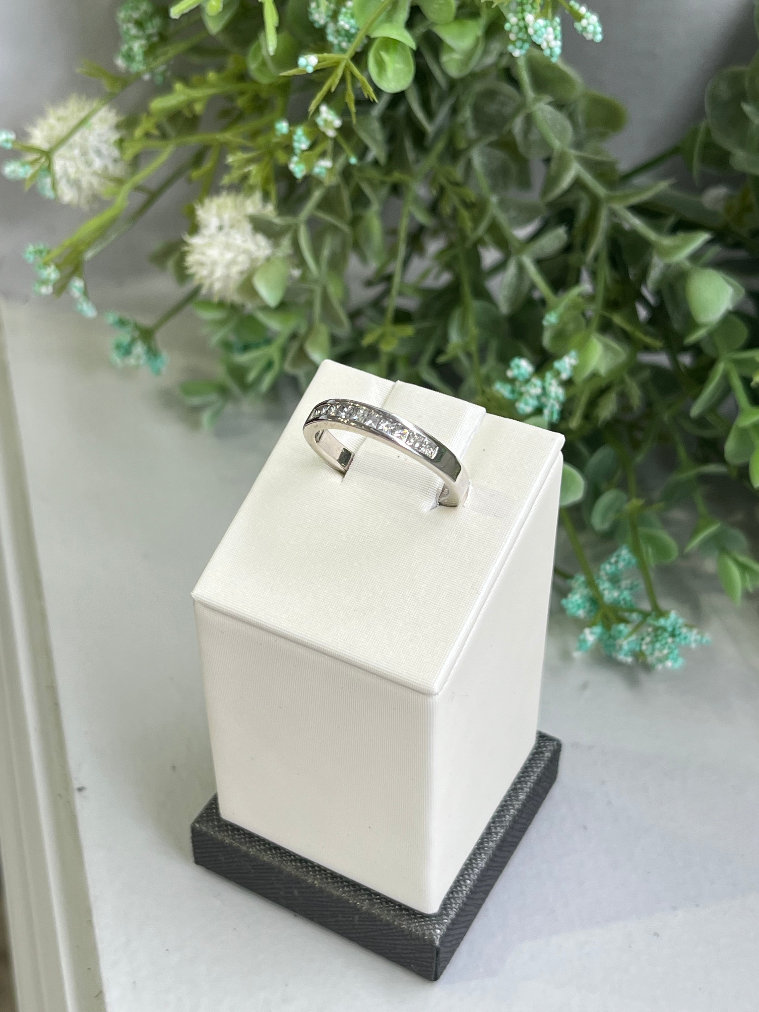14K White Gold Diamond Channel Band Ring for Women - Elegant Wedding, Engagement & Anniversary Jewelry Gift - Perfect for Everyday Wear & Special Occasions