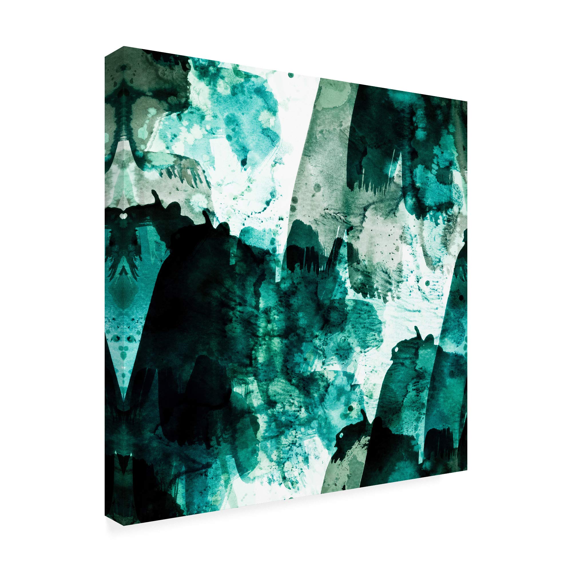 Trademark Fine Art 14x14 Inch Emerald & Moss Green Abstract Painting by Iris Lehnhard - Modern Wall Decor for Living Room, Bedroom & Office
