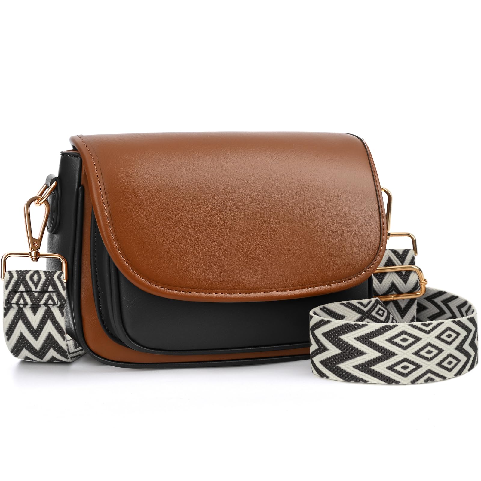 Trendy Vegan Leather Crossbody Bags for Women - Flap Saddle Shoulder Purse with Adjustable Guitar Strap | Perfect for Daily Use, Travel & Shopping