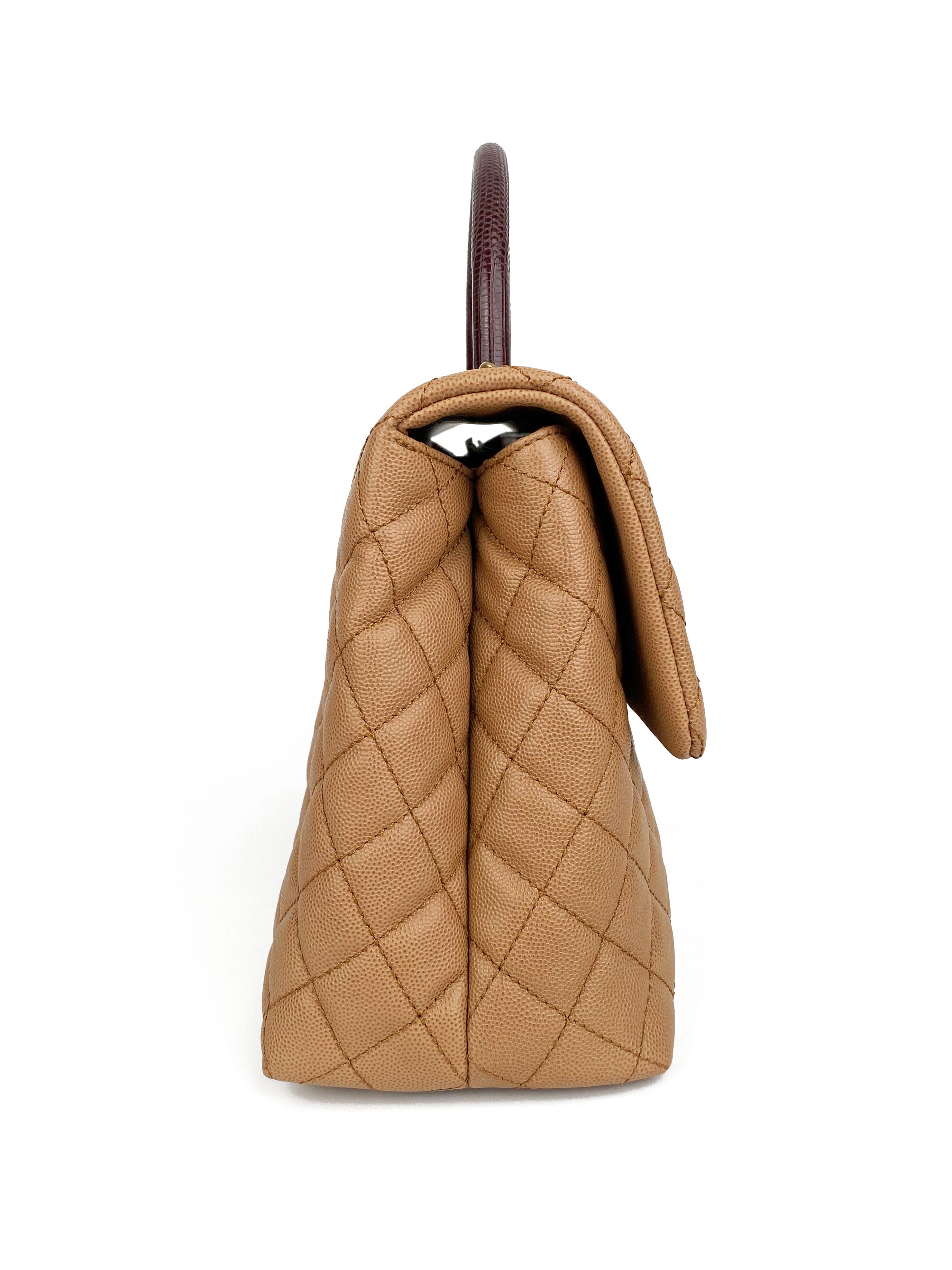 Chanel Large Beige Coco Lizard Handle Bag - Luxury Designer Handbag for Women, Perfect for Parties, Weddings & Special Occasions