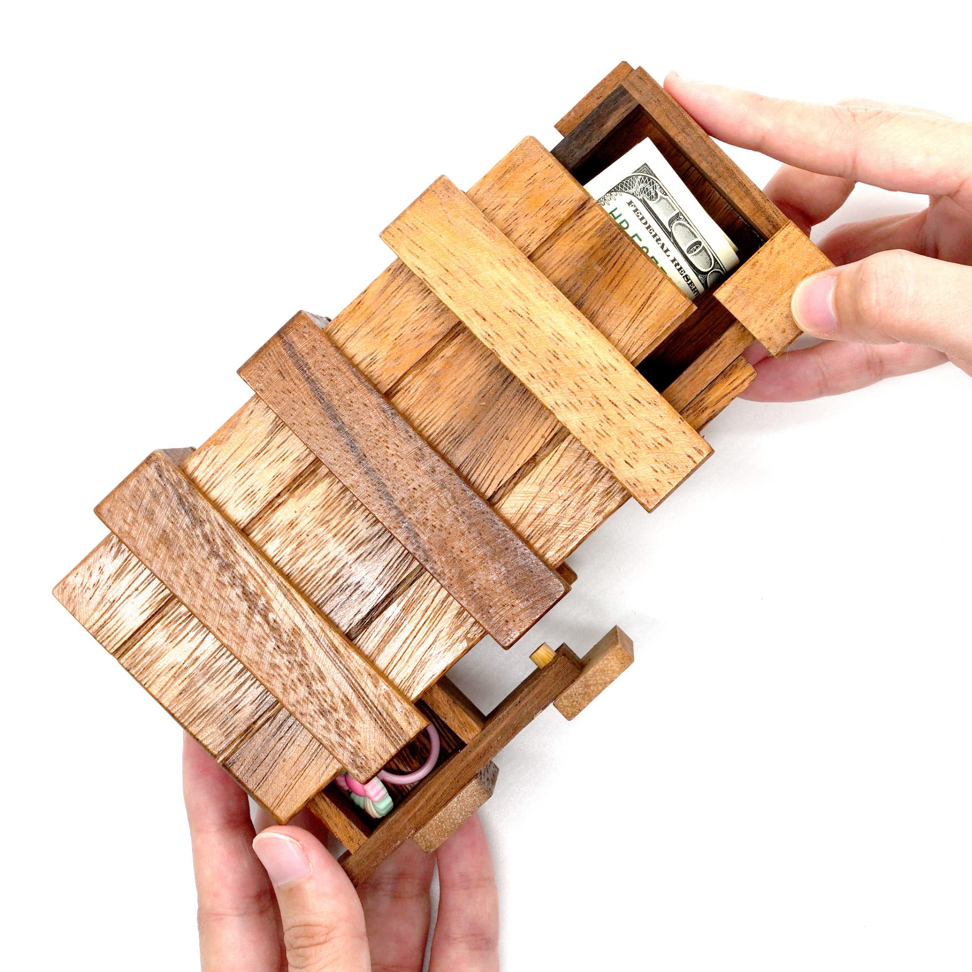 BSIRI Secret Puzzle Box - Brain Teaser Wooden Box with Hidden Compartments | Money Box, Stash Box, Jewelry Storage | 3D Puzzle Lock Box Gift for Adults | Perfect for Cash Gifts, Treasure Hunts & Escape Room Games (Double Magic Box)