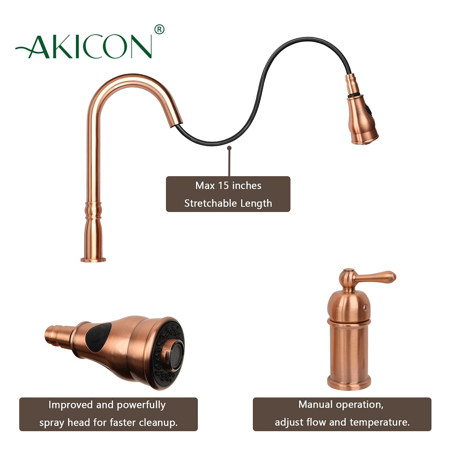Akicon High Arc Pull Down Kitchen Faucet with Sprayer - Perfect for Modern Kitchens