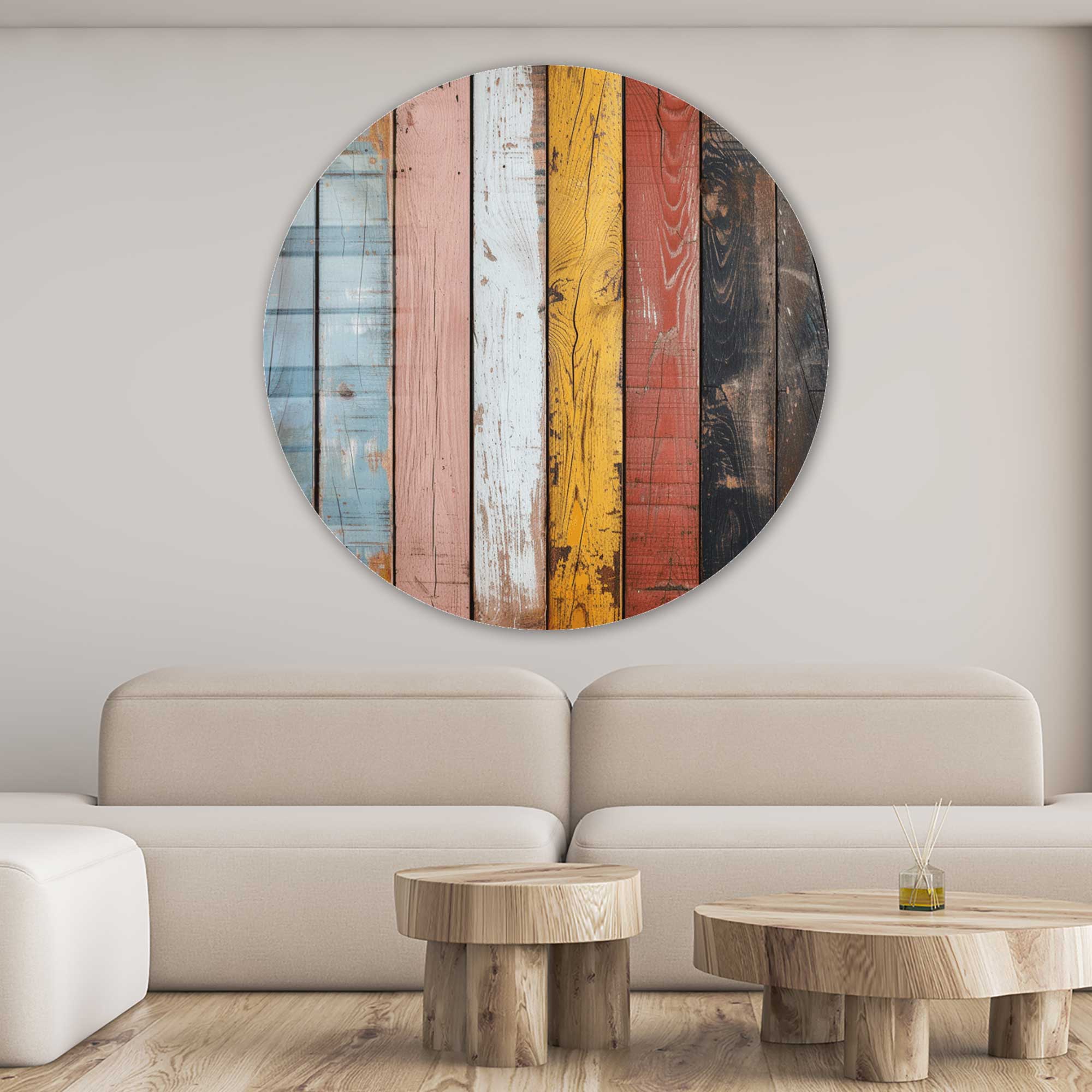 Rustic Woods Rounded Glass Wall Art - Handmade Home Decor for Living Room, Bedroom & Office - Perfect for Farmhouse, Modern & Boho Style Interiors