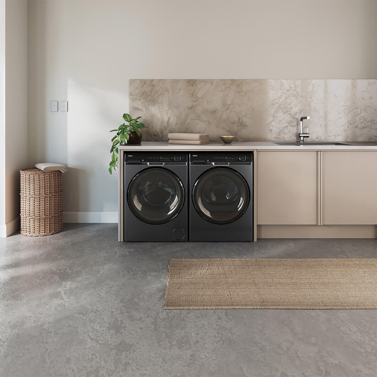 Haier 600 Series 10kg Heat Pump Dryer - Energy Efficient, Dark Finish (Model HDHP10PXB1) for Home Laundry & Large Family Use