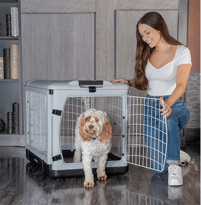 Heavy Duty Steel 4-Door Folding Storage Crate for Home, Office & Garage Organization | Collapsible Metal Crate for Clothes, Toys, Tools & Supplies | Space Saving Storage Solution