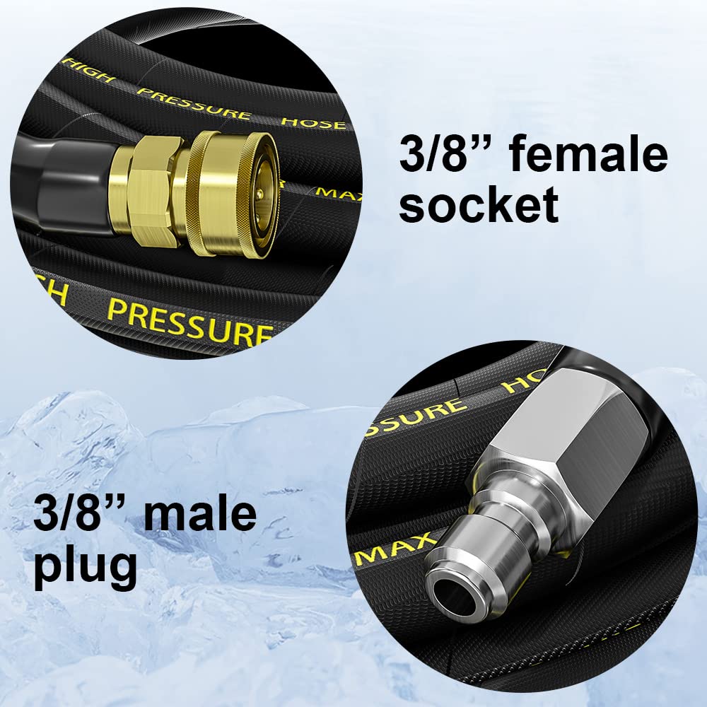 POHIR 125FT High Pressure Washer Hose with Quick Connector - for 4200 PSI Pressure Washers, Car & Home Cleaning