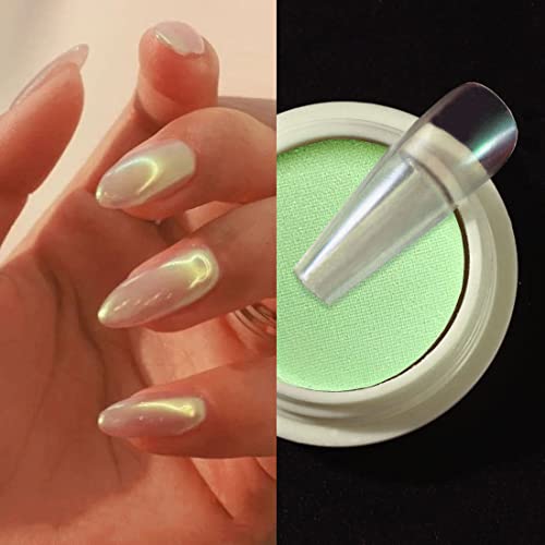 Laser Magic Mirror Powder Nail Aurora Chrome Powder - Upgrade Mirror Effect Mermaid Neon Transparent Nail Art Powder for Professional Manicures | Perfect for Gel Polish, Acrylic Nails & DIY Nail Designs at Home or Salon