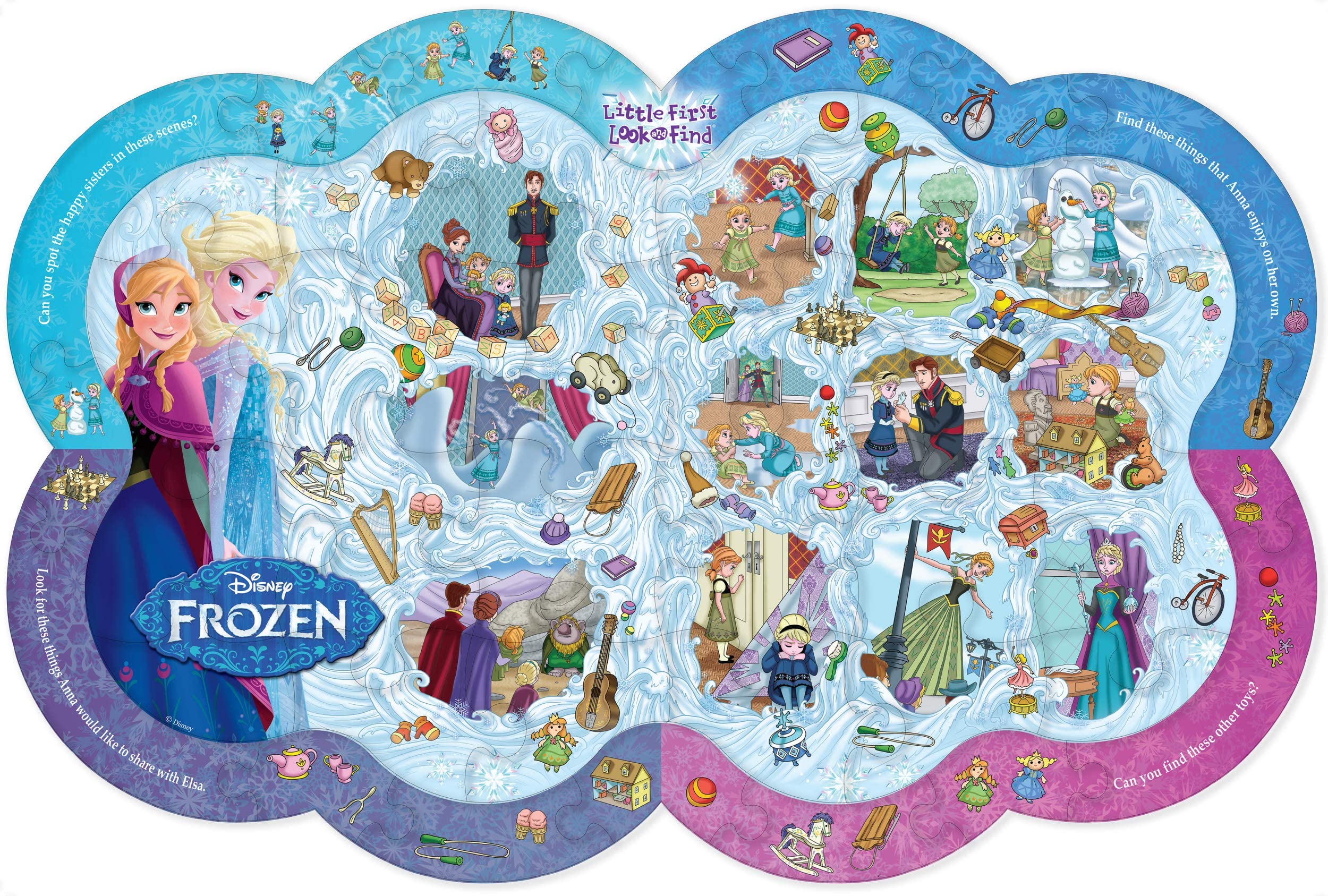 Disney Frozen Floor Puzzles for Kids Ages 3-5 - 60-Piece Jumbo Puzzle Set with Look & Find Activity Book, Stickers | Educational Toys for Toddlers & Preschoolers | Perfect for Birthday Gifts & Indoor Playtime