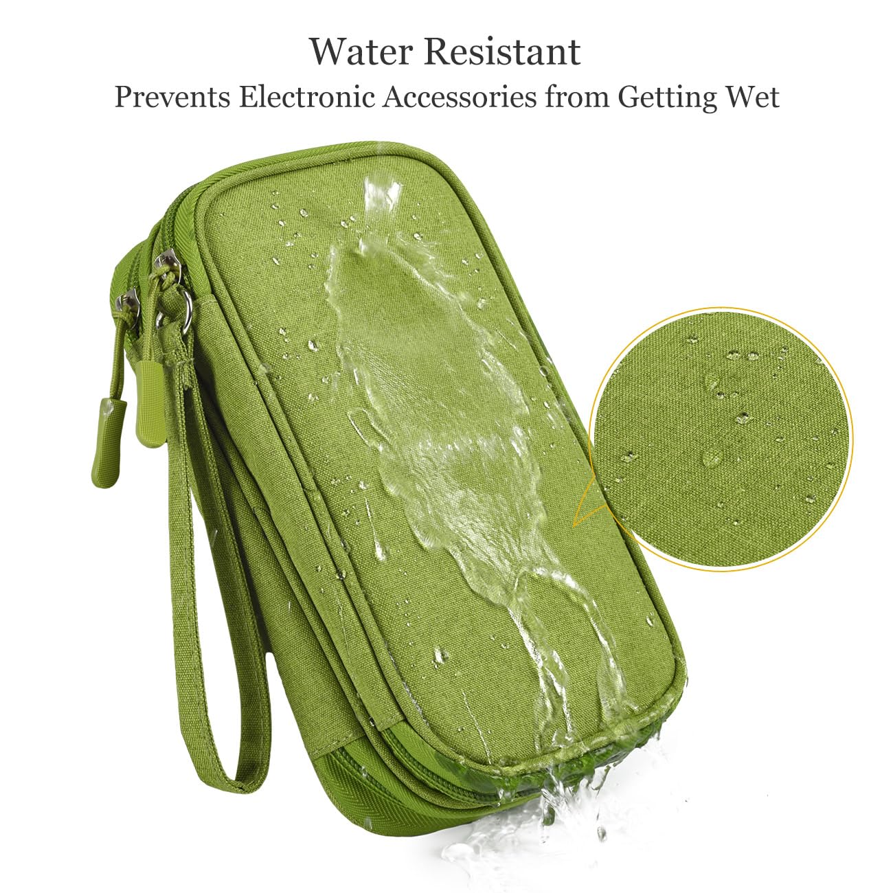 Electronic Organizer Travel Cable Accessories Bag - Waterproof Storage Case for Power Bank, Chargers, USB Cables, Mouse & Earphones (Green) | Perfect for Office, Travel & Home Organization