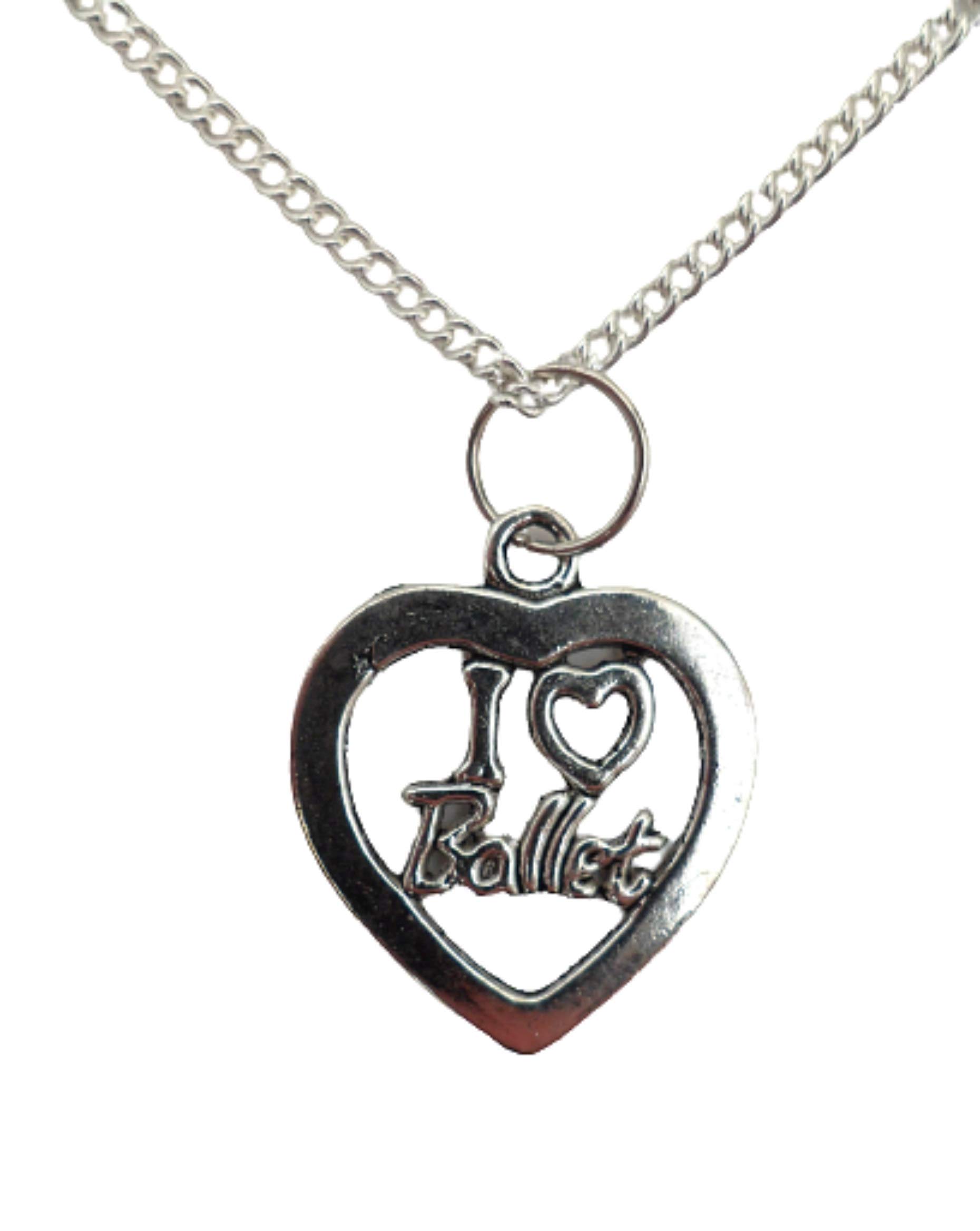 Elegant Silver Plated Necklace with Ballet Heart Charm - Perfect Gift for Dancers & Ballet Lovers