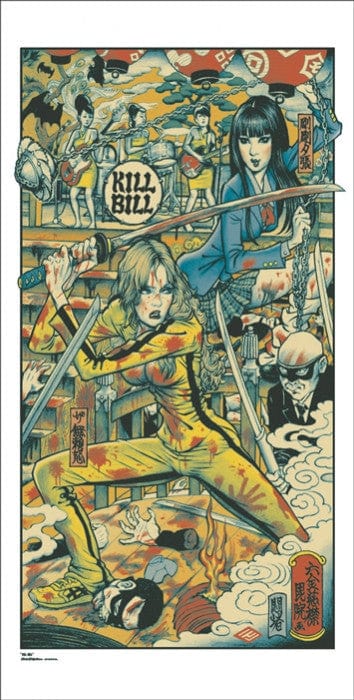 Kill Bill Movie Poster - Rockin Jelly Bean Artwork | Vintage Japanese Anime Style Wall Decor for Home, Office & Man Cave
