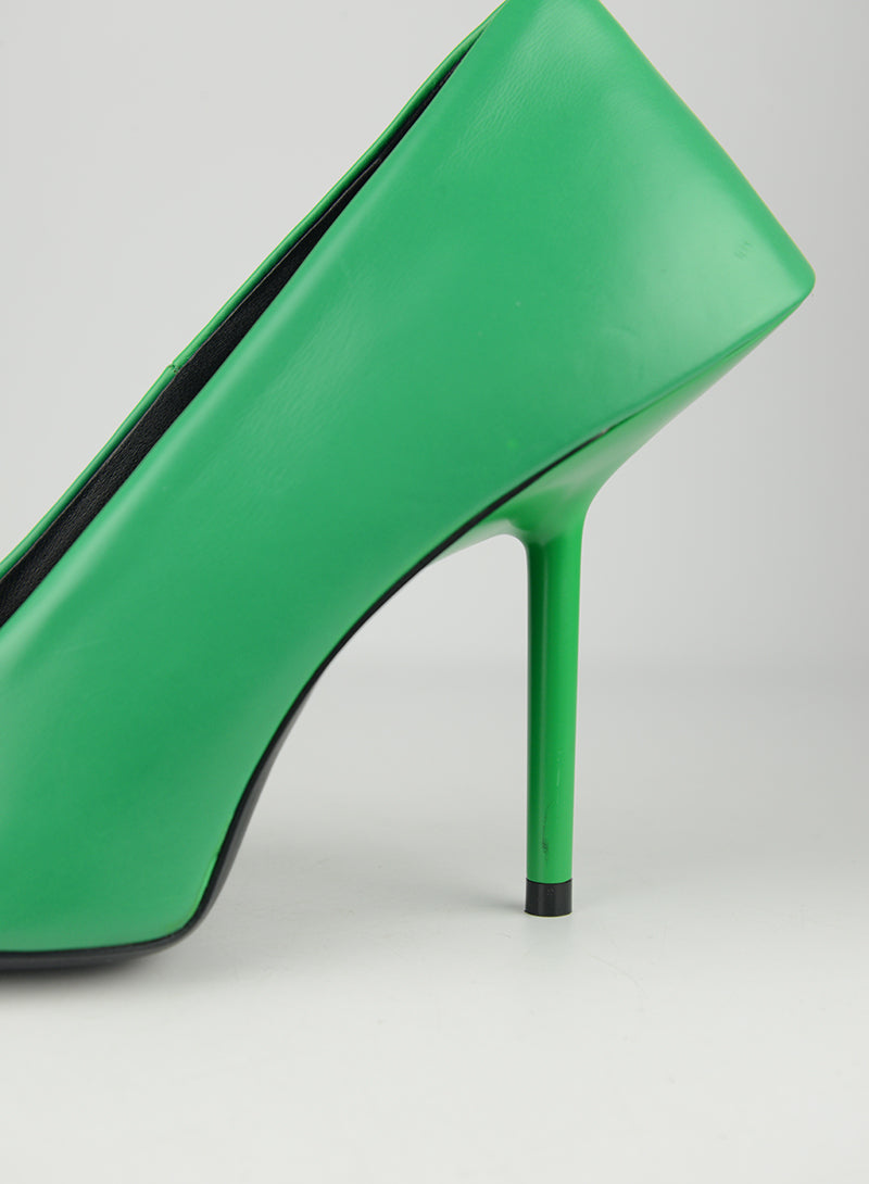 Balenciaga Green Leather Décolléte Heels - Women's Size 39 | Luxury High Heels for Parties, Weddings & Evening Events