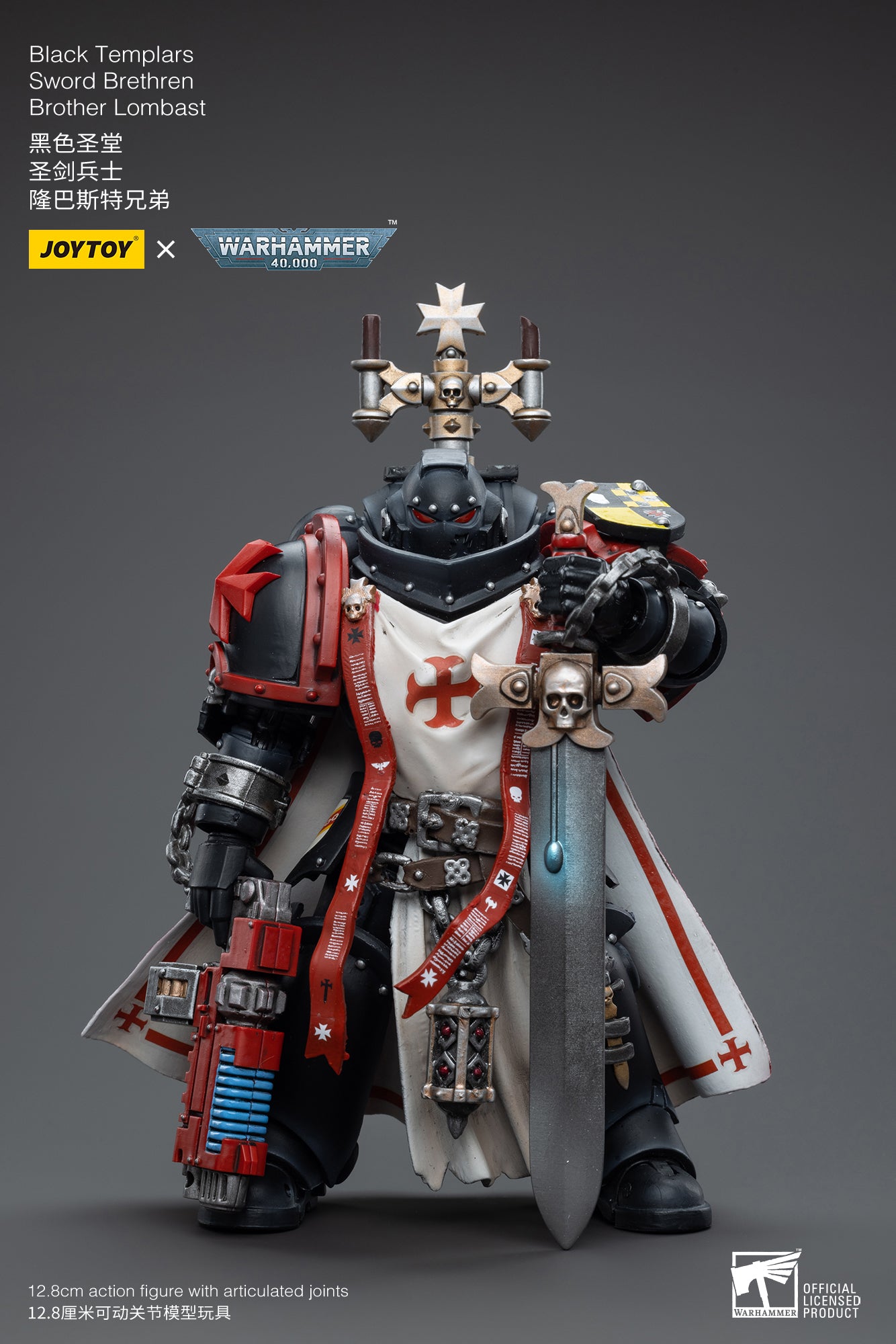 Pre-Order JOYTOY 1/18 Scale Warhammer 40K Black Templars Sword Brethren Brother Lombast Action Figure (Reissue) - Perfect for Warhammer Collectors and Tabletop Gaming Displays