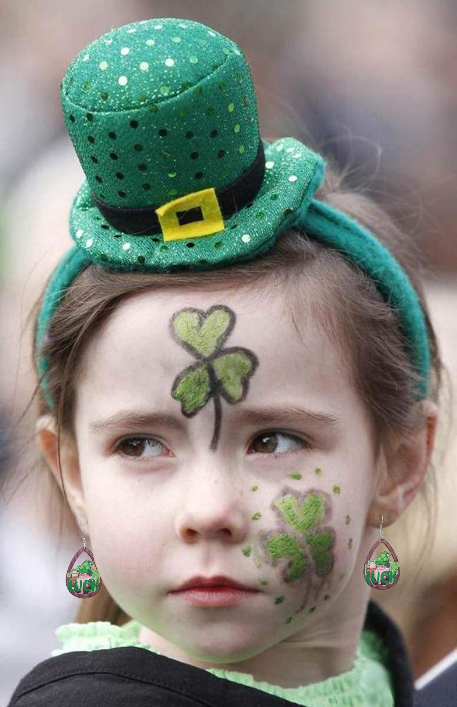 Lucky Green Shamrock Dangle Earrings for Women - St. Patrick's Day Clover Hat Drop Earrings Jewelry Gift (Perfect for Irish-Themed Parties, Festivals & Holiday Celebrations)