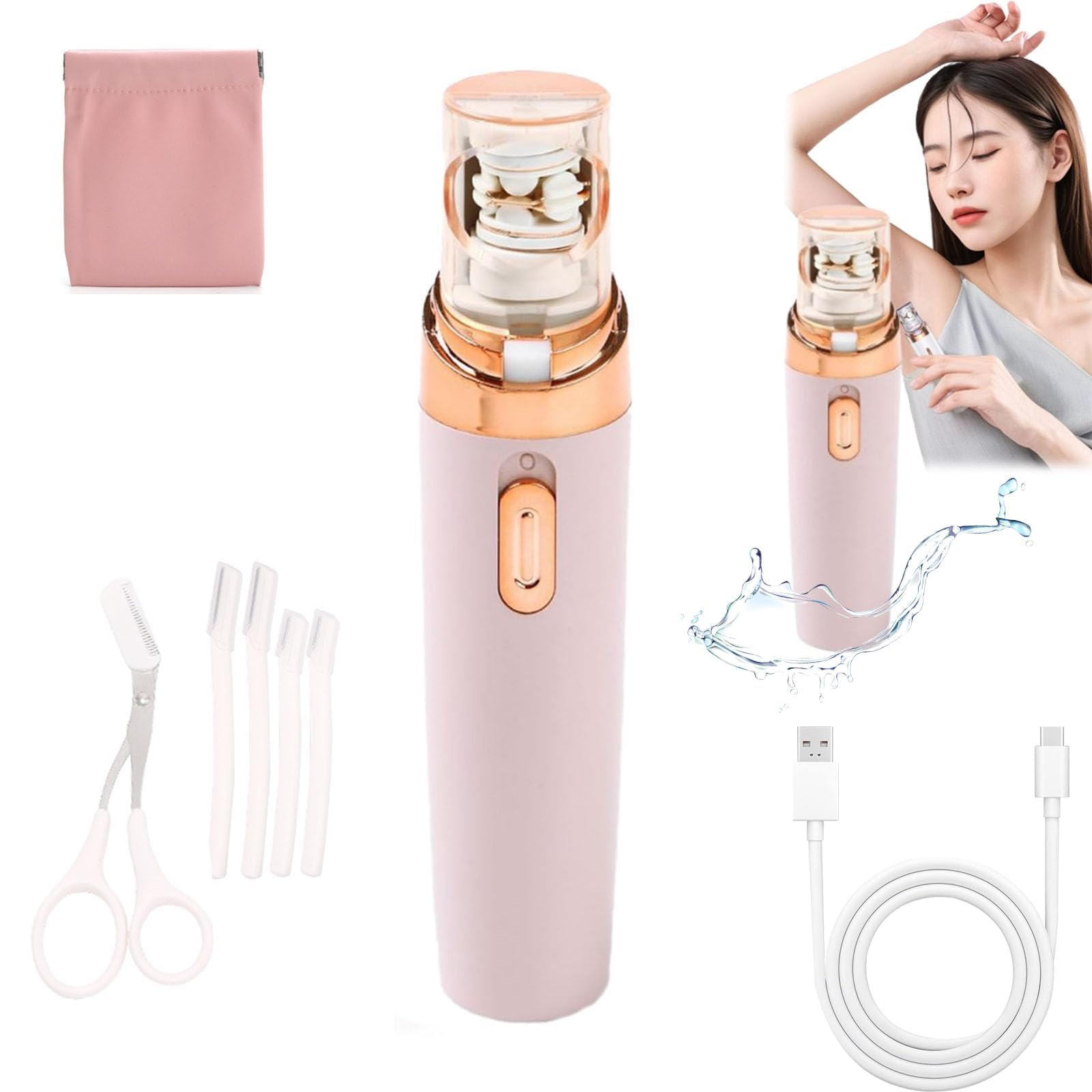 HeroEpilator Facial Hair Remover for Women - 7-in-1 Electric Razor & Painless Body Shaver - 2024 Upgraded Pink Hair Removal Device for Face, Legs, Arms & Bikini Line - Perfect for Travel & Daily Grooming