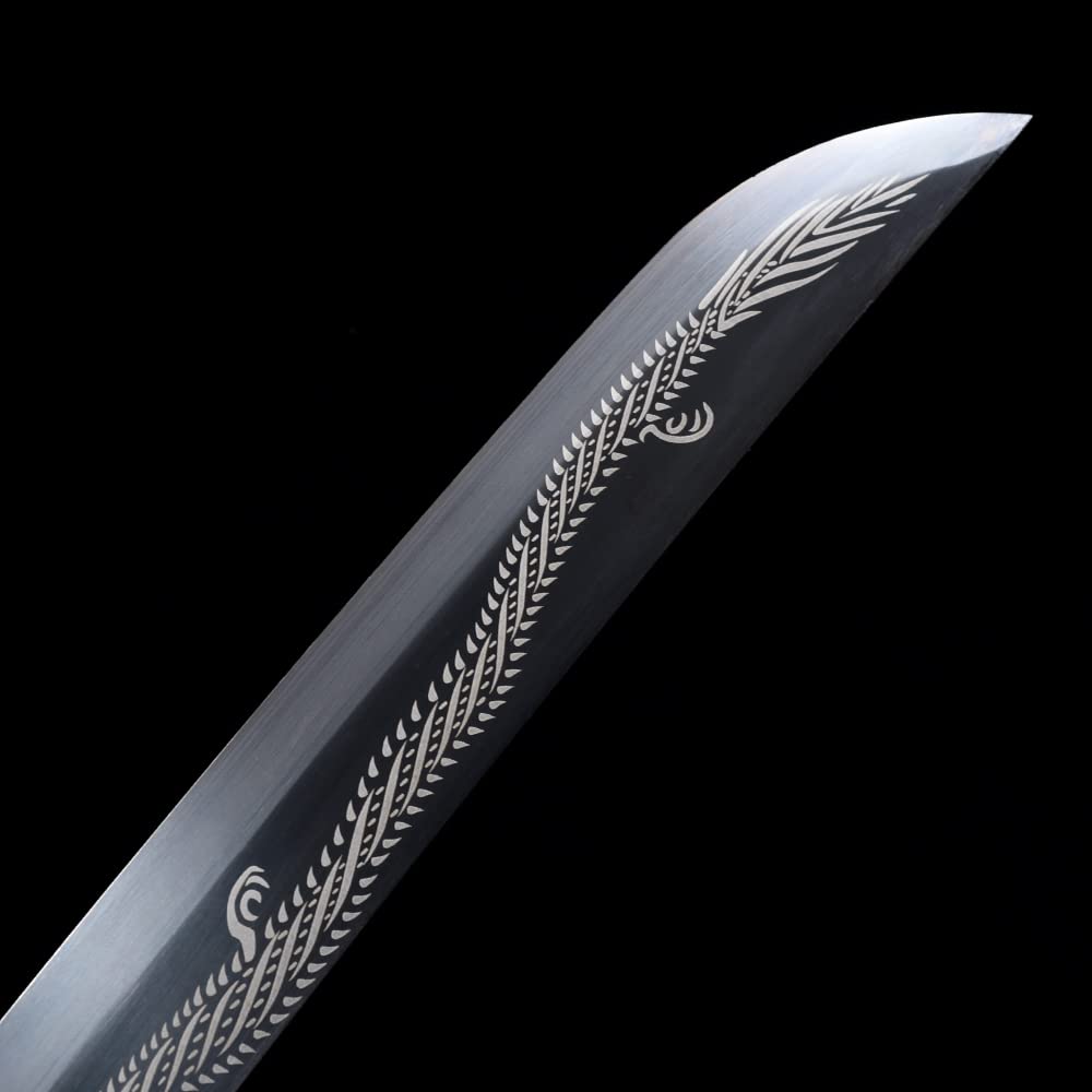 Authentic Katana Sword - Real Metal Samurai Blade with Hand-Polished Sharp Edge & Tiger Head Handle | Japanese Martial Arts, Cosplay, Collection & Home Decor
