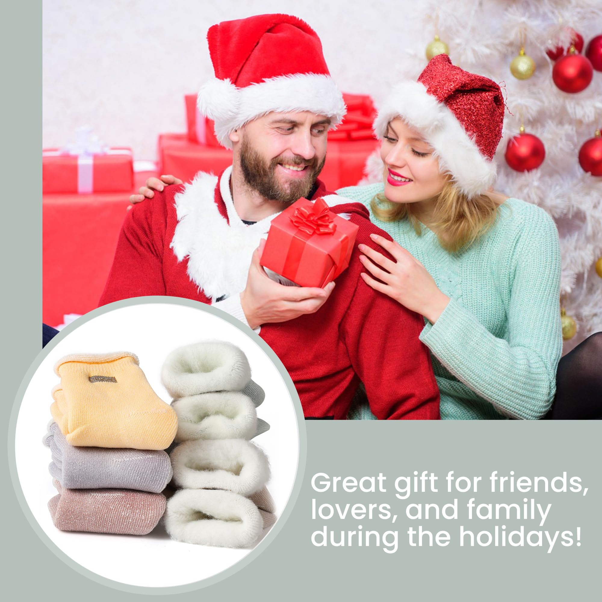 Women's Winter Wool Socks - Thick Thermal Fuzzy Socks for Cold Weather & Gifts