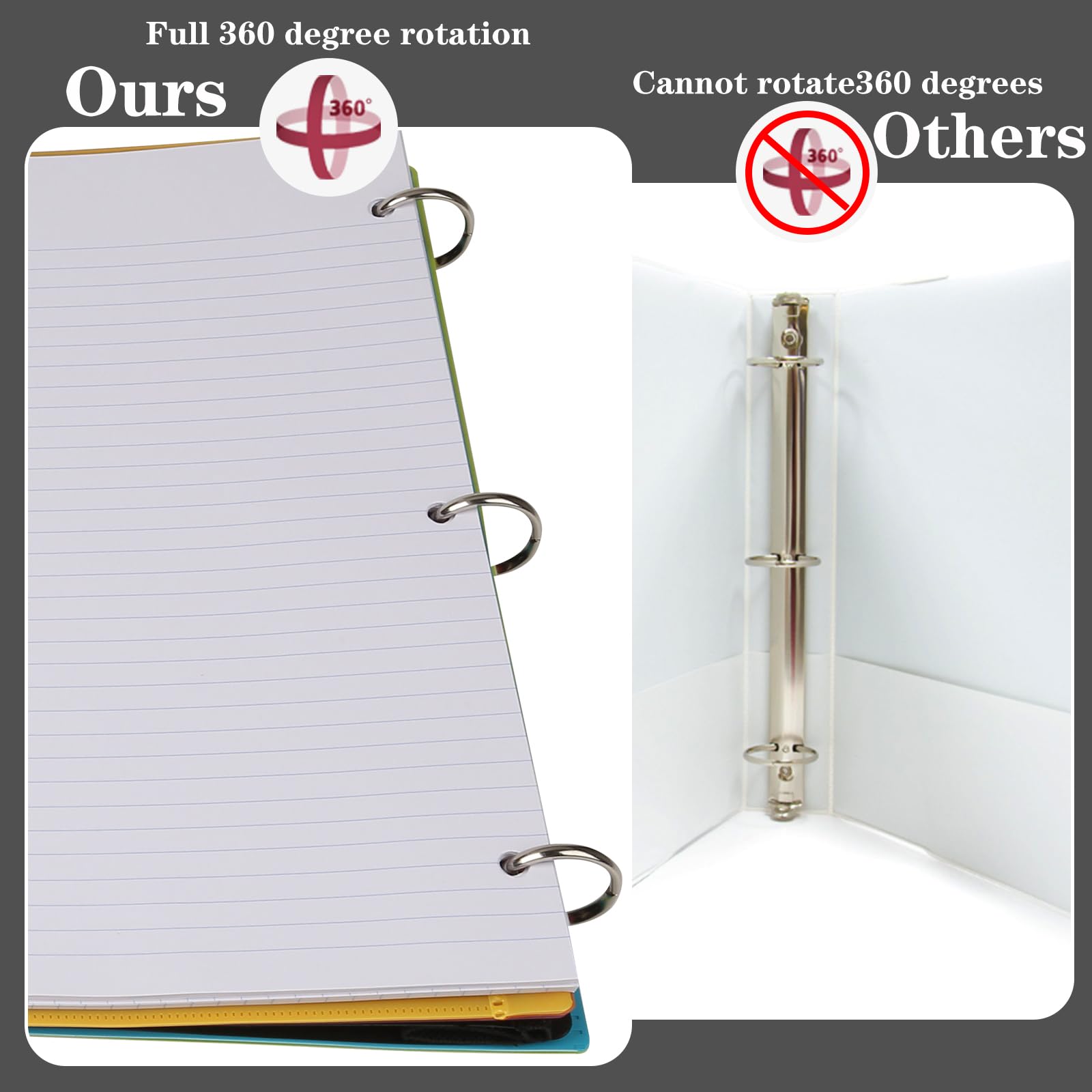 Refillable 3-Ring Binder Notebook - 1 Inch Flexible Pivotable Folder with Dividers & Pockets | Soft Foldable Binder for School, Office & Organizing (Pink) | Perfect for Students, Professionals & Note-Taking