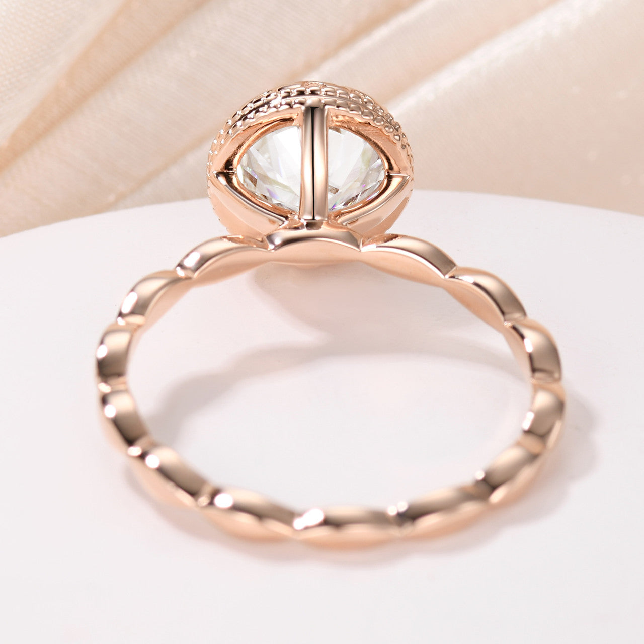 1.2 Carat Art Deco Moissanite Engagement Ring - Round Cut Rose Gold Wedding Band for Women - Perfect for Proposals, Anniversaries & Bridal Jewelry