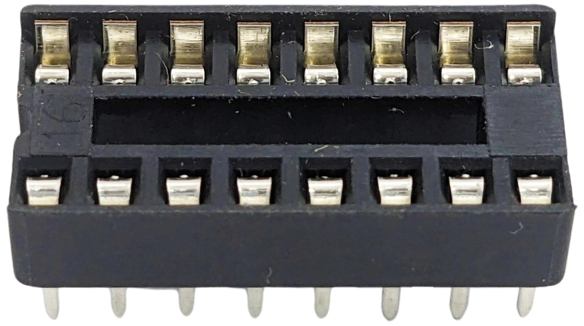 16 Pin Solder Tail Low Profile DIP IC Socket - 2.54mm Pitch, 7.6mm Row Spacing - Perfect for PCB Prototyping & Electronics Repair Projects