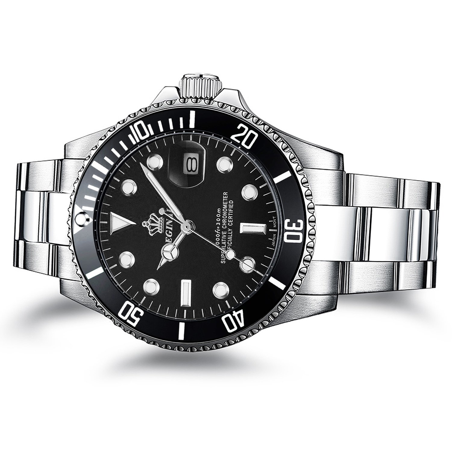 Men's Rotatable Bezel Waterproof Stainless Steel Sports Quartz Watch - Business & Fashion Timepiece for Outdoor Activities, Office & Casual Wear
