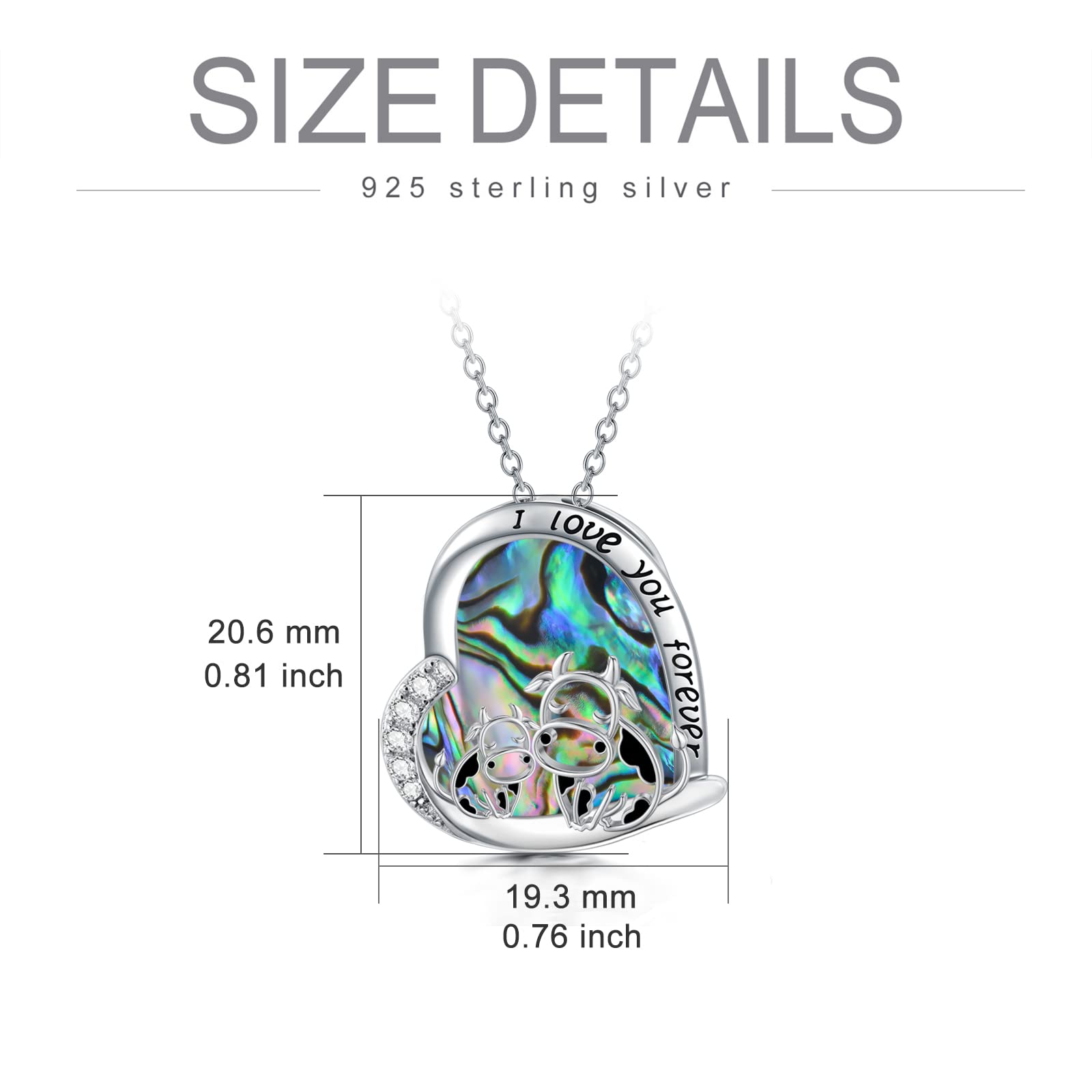 Mother's Day Gifts for Women - 925 Sterling Silver Cow Necklace Pendant Jewelry for Mom, Girls, Her - Perfect Birthday, Anniversary, or Everyday Wear