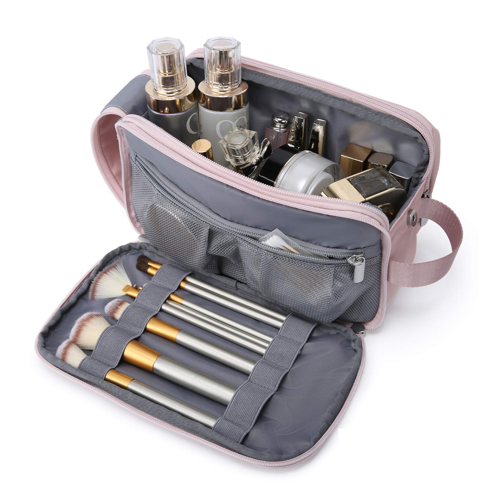 BAGSMART Water-Resistant Toiletry Bag for Men - Travel Shaving Dopp Kit Organizer with Multiple Pockets | Perfect for Gym, Business Trips & Vacation Essentials (Pink, Medium)