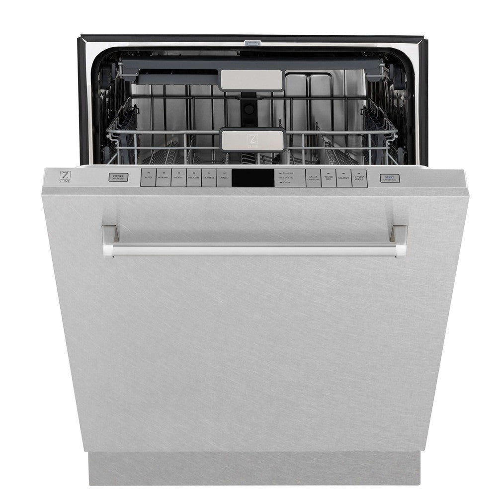 ZLINE 24 Inch Monument Series 3rd Rack Dishwasher - Touch Control, Satin Stainless Steel Panel, Stainless Steel Tub, Ultra Quiet 45dBa (DWMT SN 24) - Perfect for Modern Kitchens and Open-Concept Homes